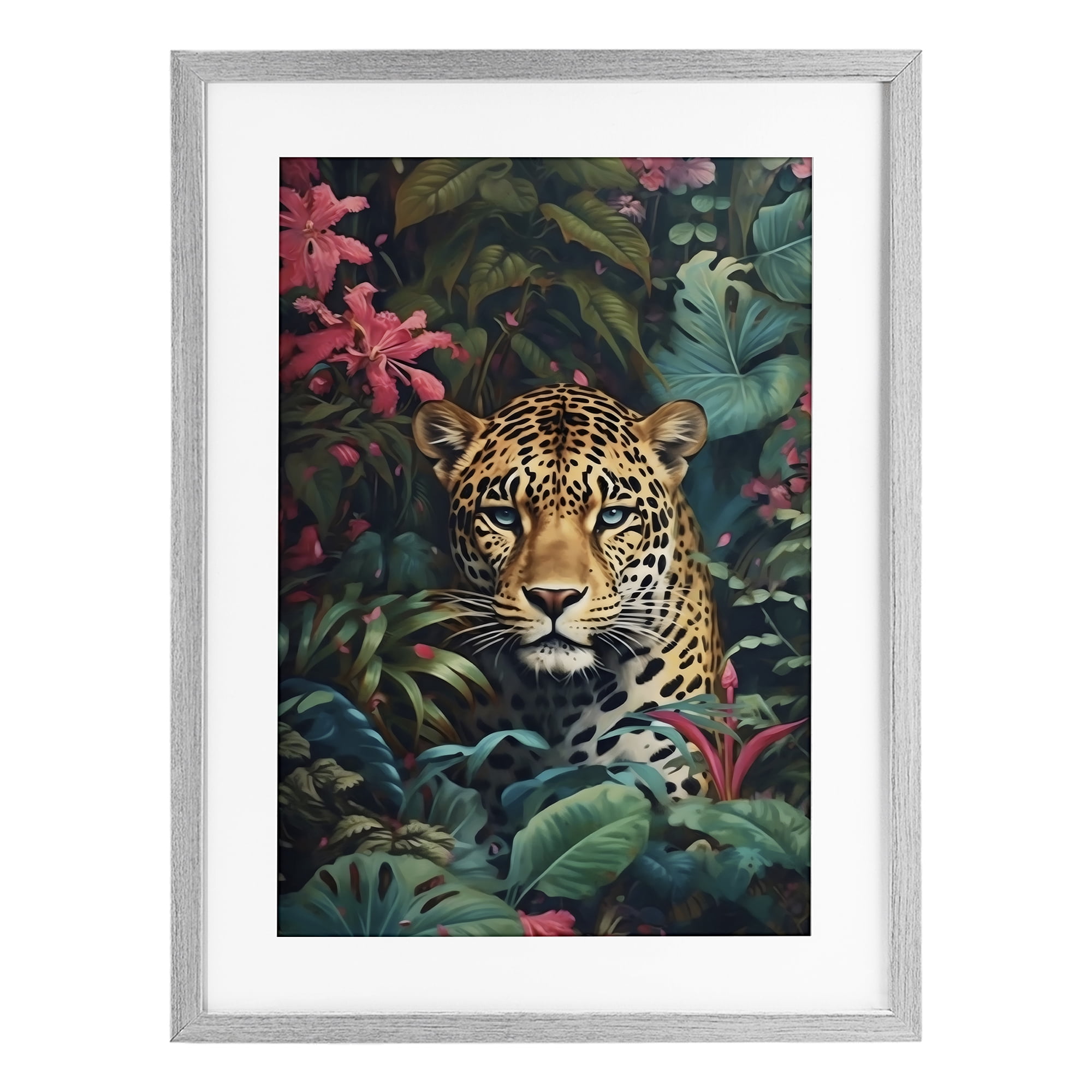 Stupell Industries Jaguar with Silent Emerald Gaze Gray Framed Print Under Glass, design by Creative Studio