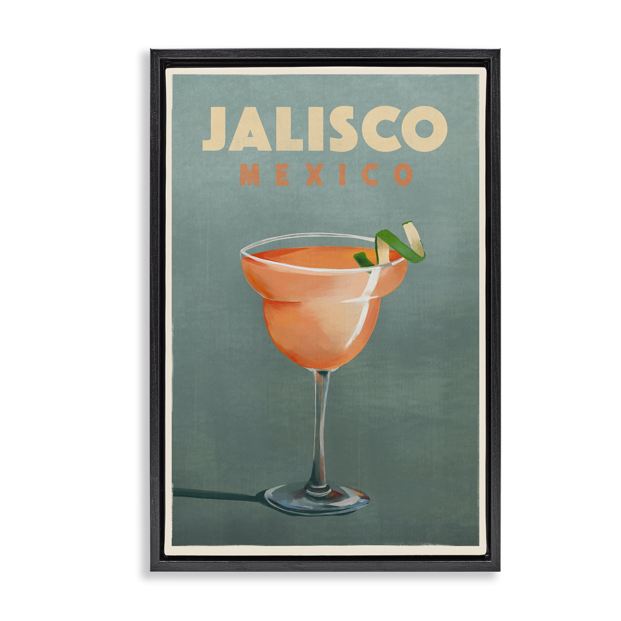 Stupell Industries Jalisco Mexico Cocktail Food & Beverage Painting Black Floater Framed Canvas Art Print Wall Art, 17 x 25