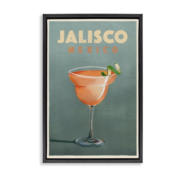 Stupell Industries Jalisco Mexico Cocktail Food & Beverage Painting Black Floater Framed Canvas Art Print Wall Art, 21 x 31