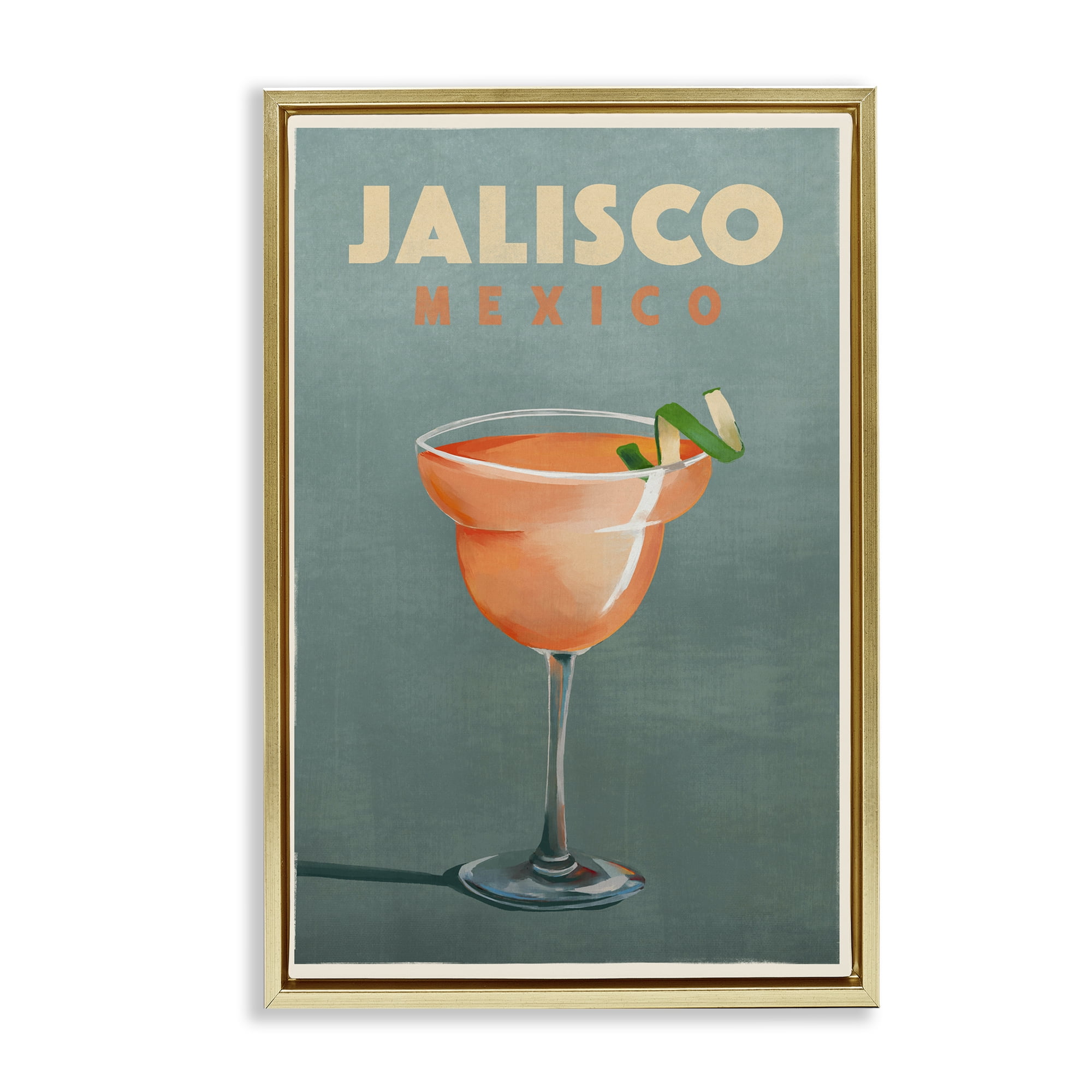 Stupell Industries Jalisco Mexico Cocktail Food & Beverage Painting Gold Floater Framed Canvas Art Print Wall Art, 17 x 25