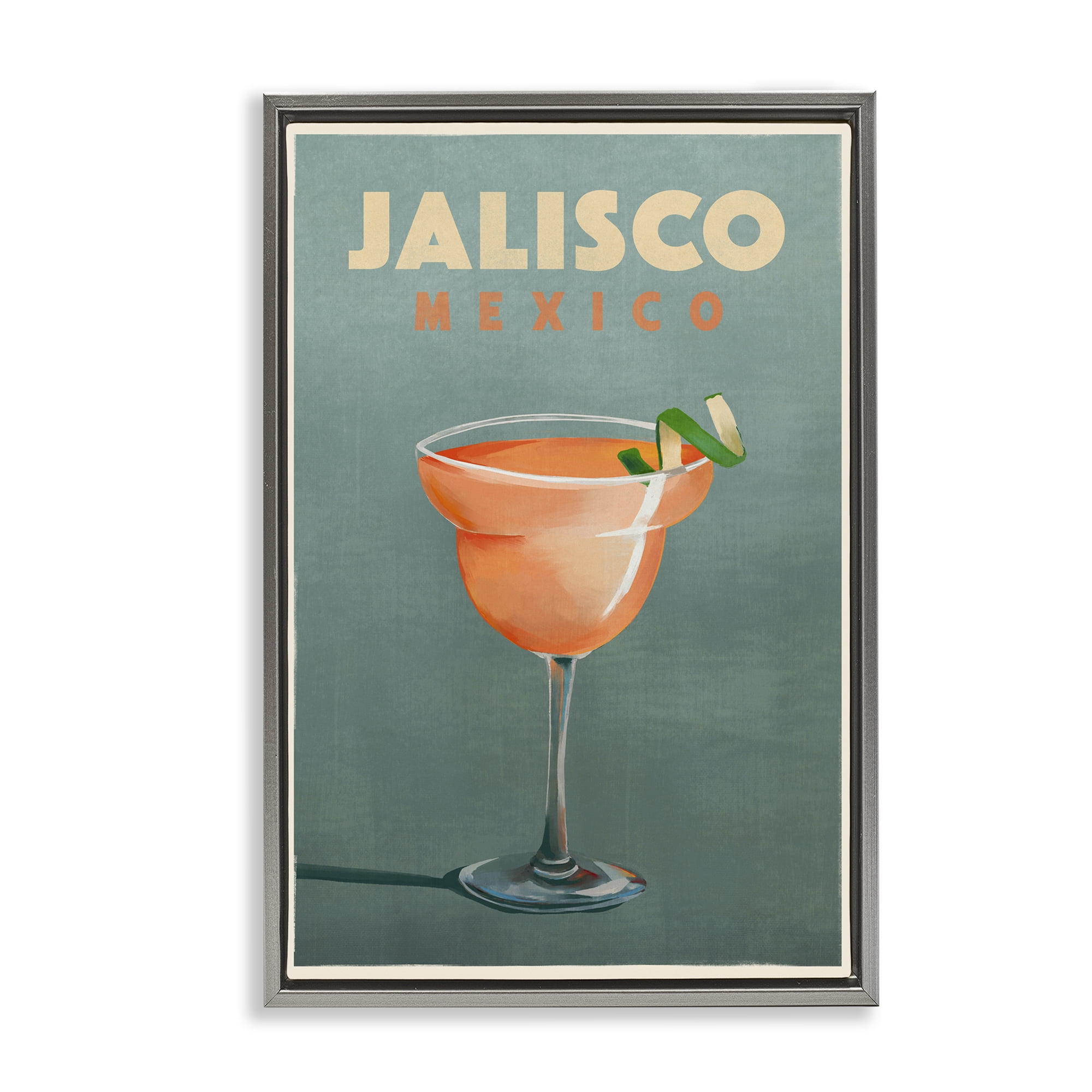 Stupell Industries Jalisco Mexico Cocktail Food & Beverage Painting Gray Floater Framed Canvas Art Print Wall Art, 17 x 25