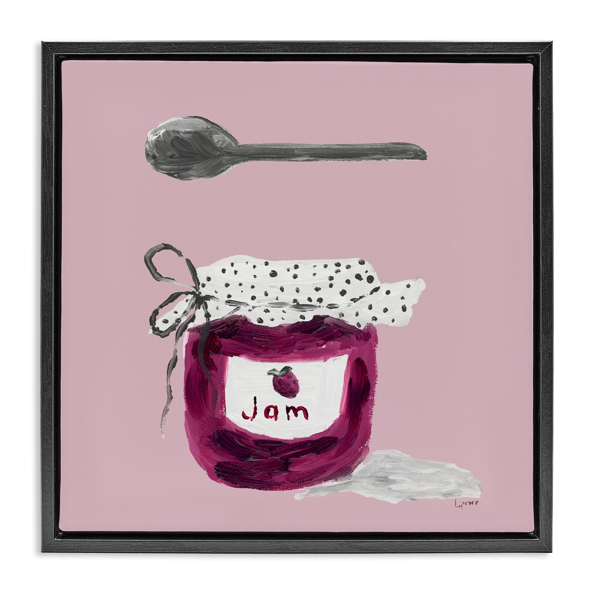 Stupell Industries Jam Jar over Blush Black Framed Floater Canvas Wall Art, design by Lucille Price