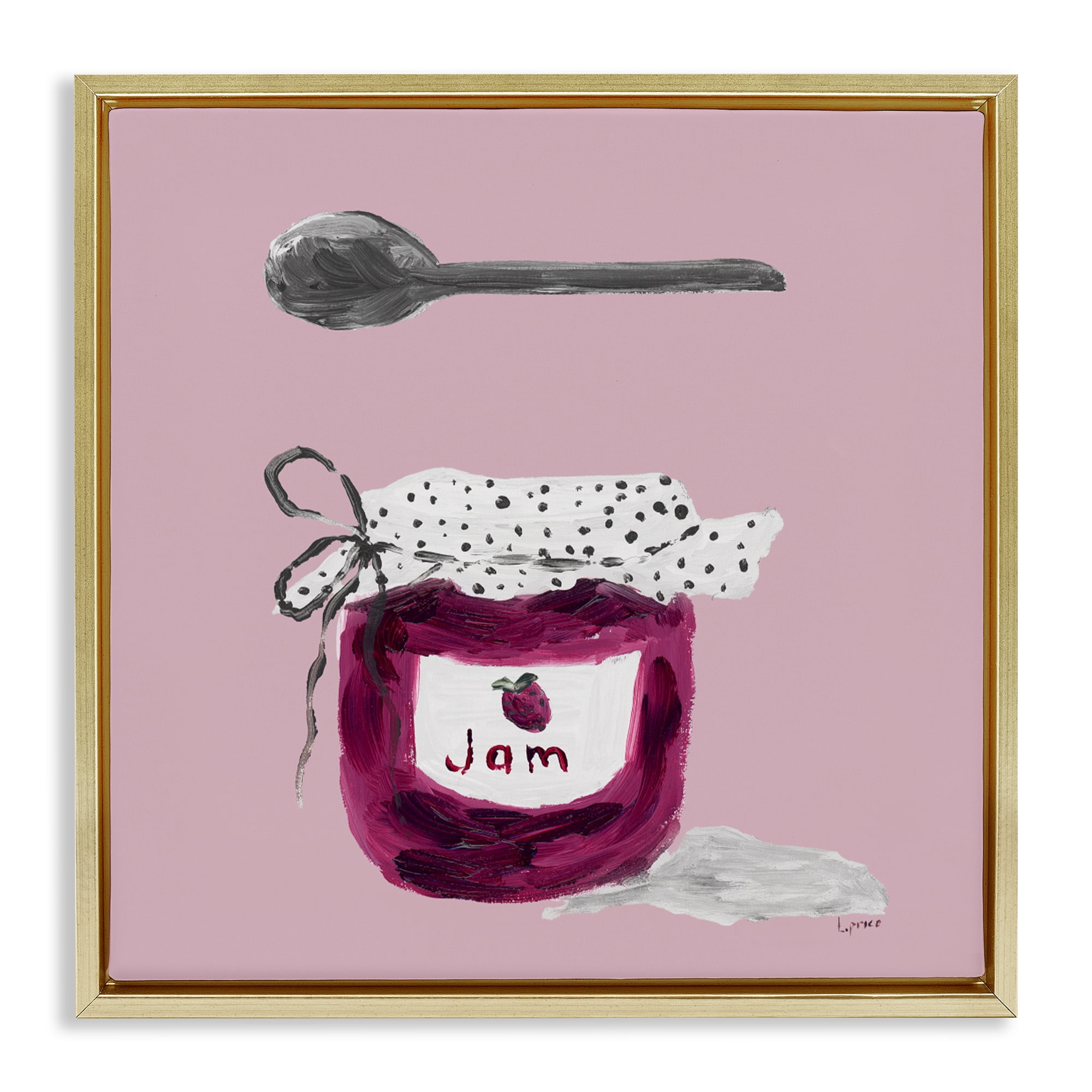 Stupell Industries Jam Jar over Blush Gold Framed Floater Canvas Wall Art, design by Lucille Price