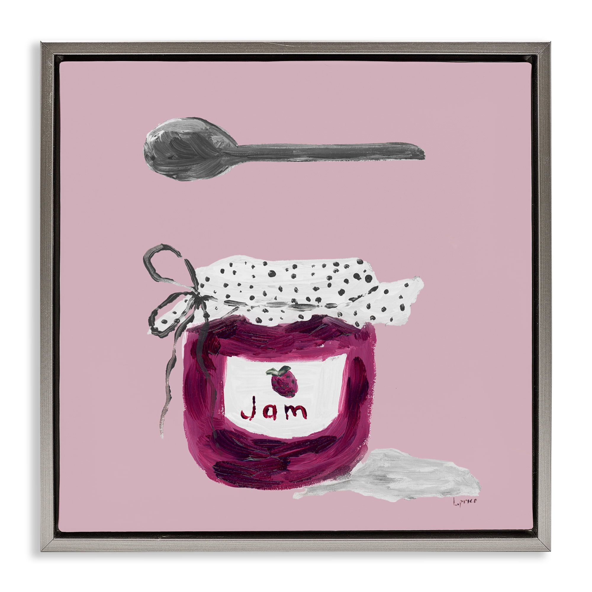 Stupell Industries Jam Jar over Blush Gray Framed Floater Canvas Wall Art, design by Lucille Price