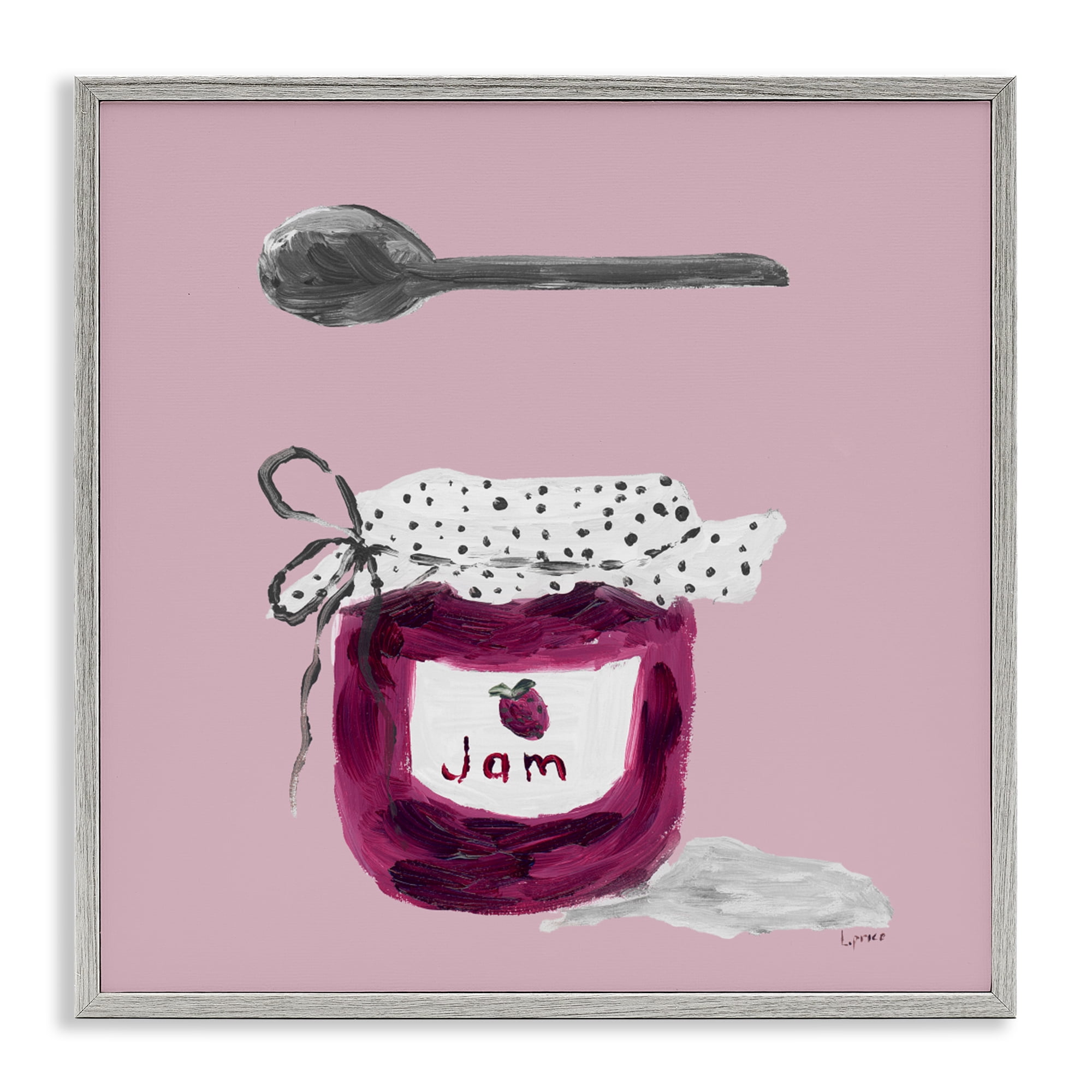 Stupell Industries Jam Jar over Blush Gray Framed Giclee Art, design by Lucille Price