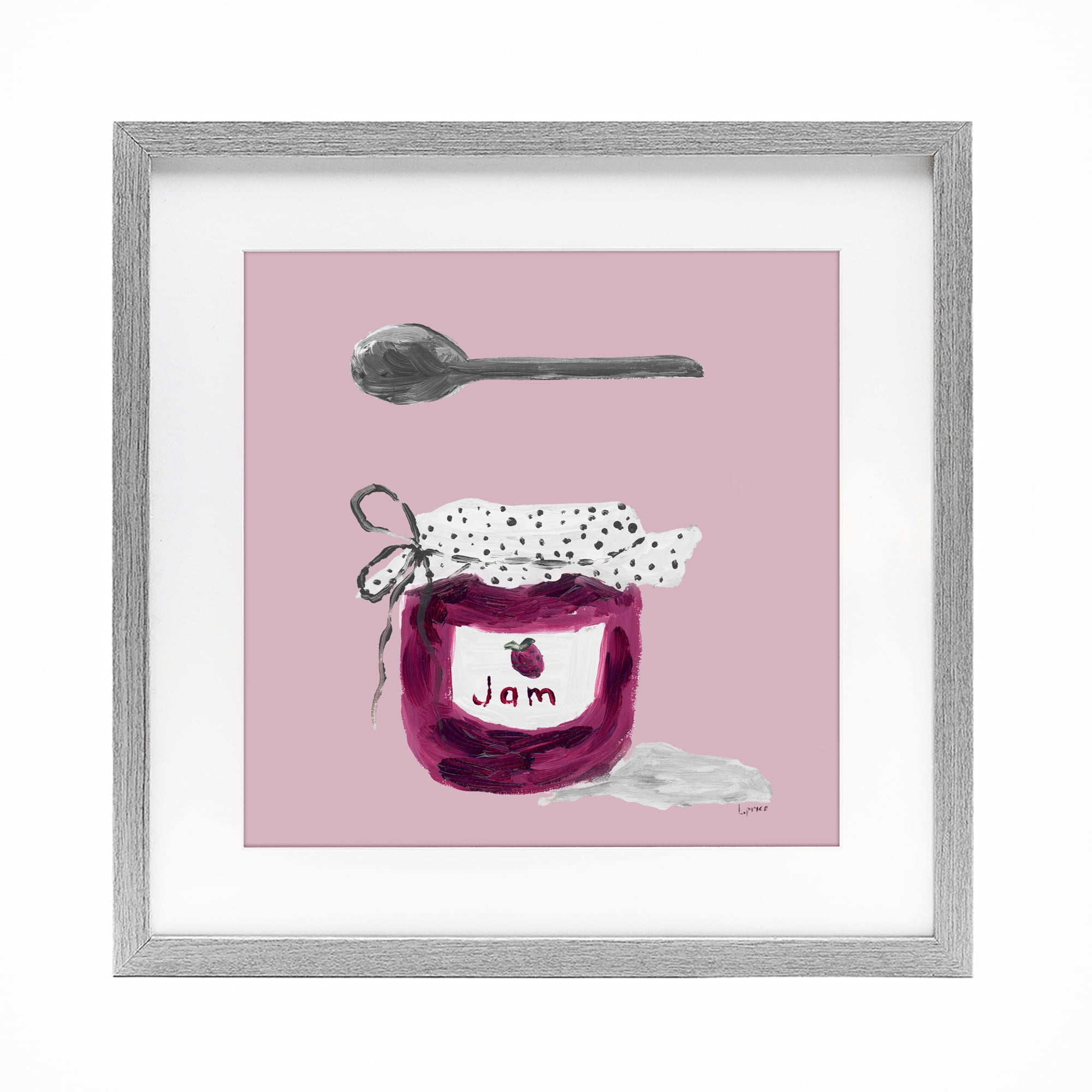 Stupell Industries Jam Jar over Blush Gray Framed Print Under Glass, design by Lucille Price