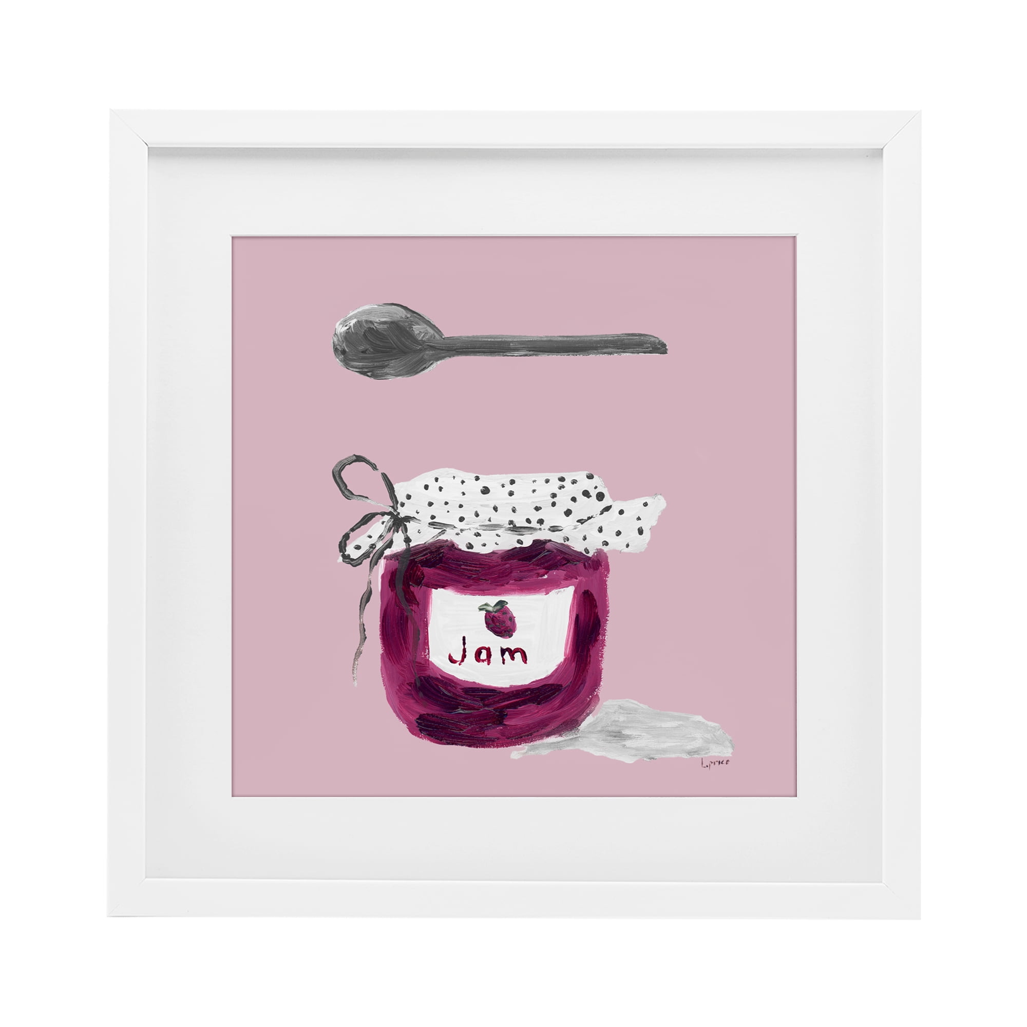 Stupell Industries Jam Jar over Blush White Framed Print Under Glass, design by Lucille Price