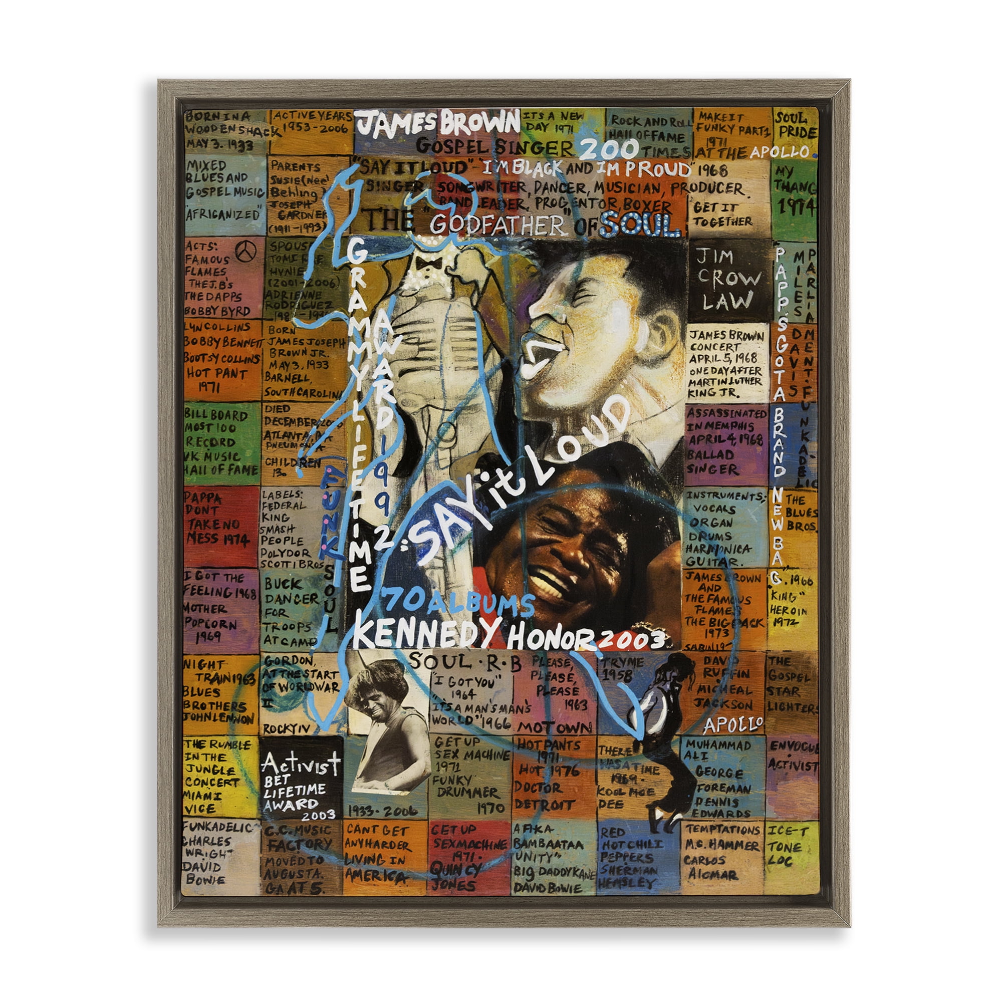 Stupell Industries James Brown Collage People Drawing Brown Floater Framed Canvas Art Print Wall Art, 25 x 31