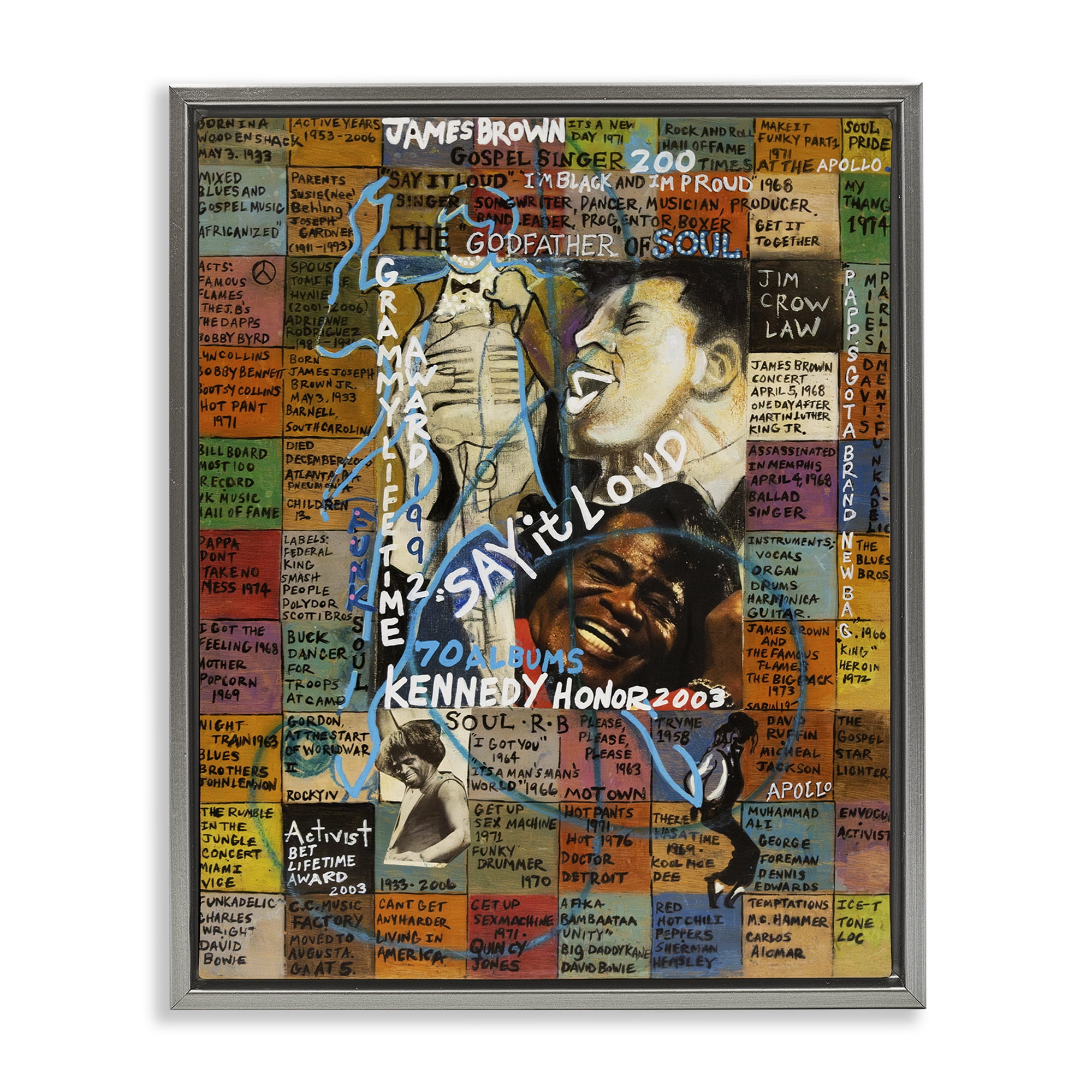 Stupell Industries James Brown Collage People Drawing Gray Floater Framed Canvas Art Print Wall Art, 17 x 21