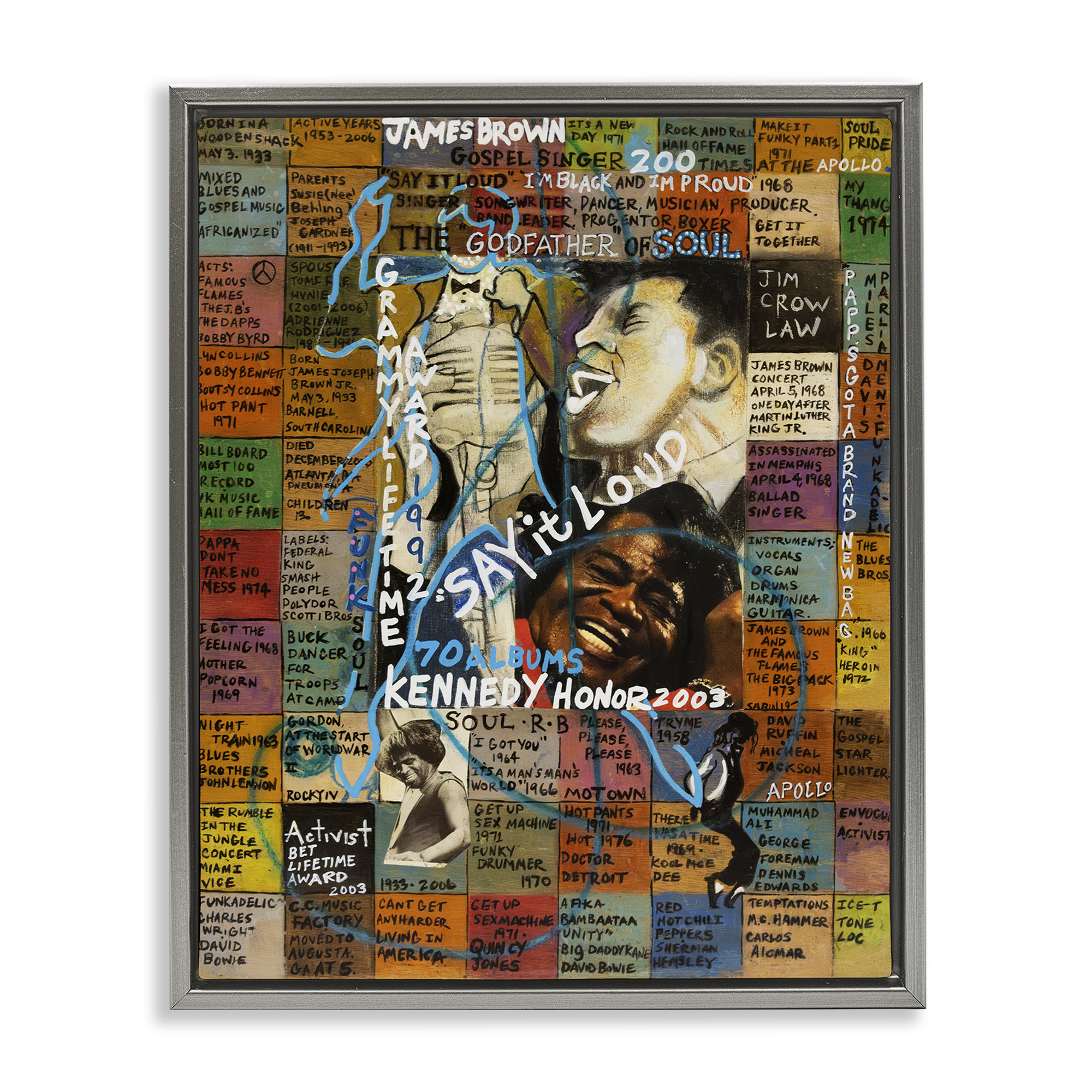 Stupell Industries James Brown Collage People Drawing Gray Floater Framed Canvas Art Print Wall Art, 25 x 31