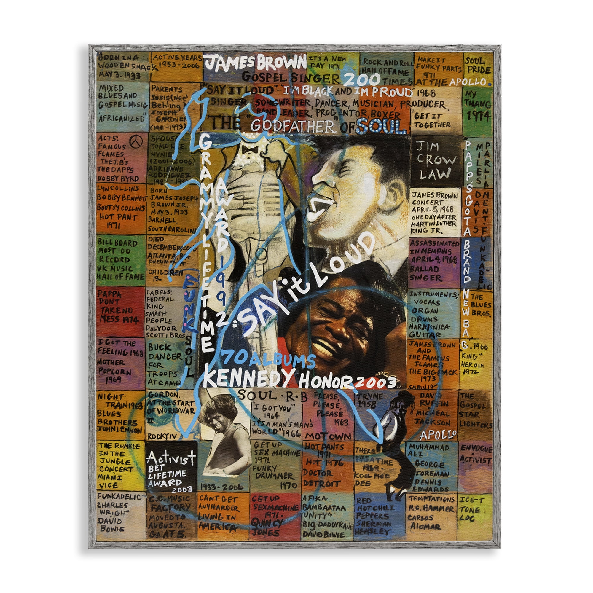 Stupell Industries James Brown Collage People Drawing Gray Framed Art Print Wall Art, 16 x 20