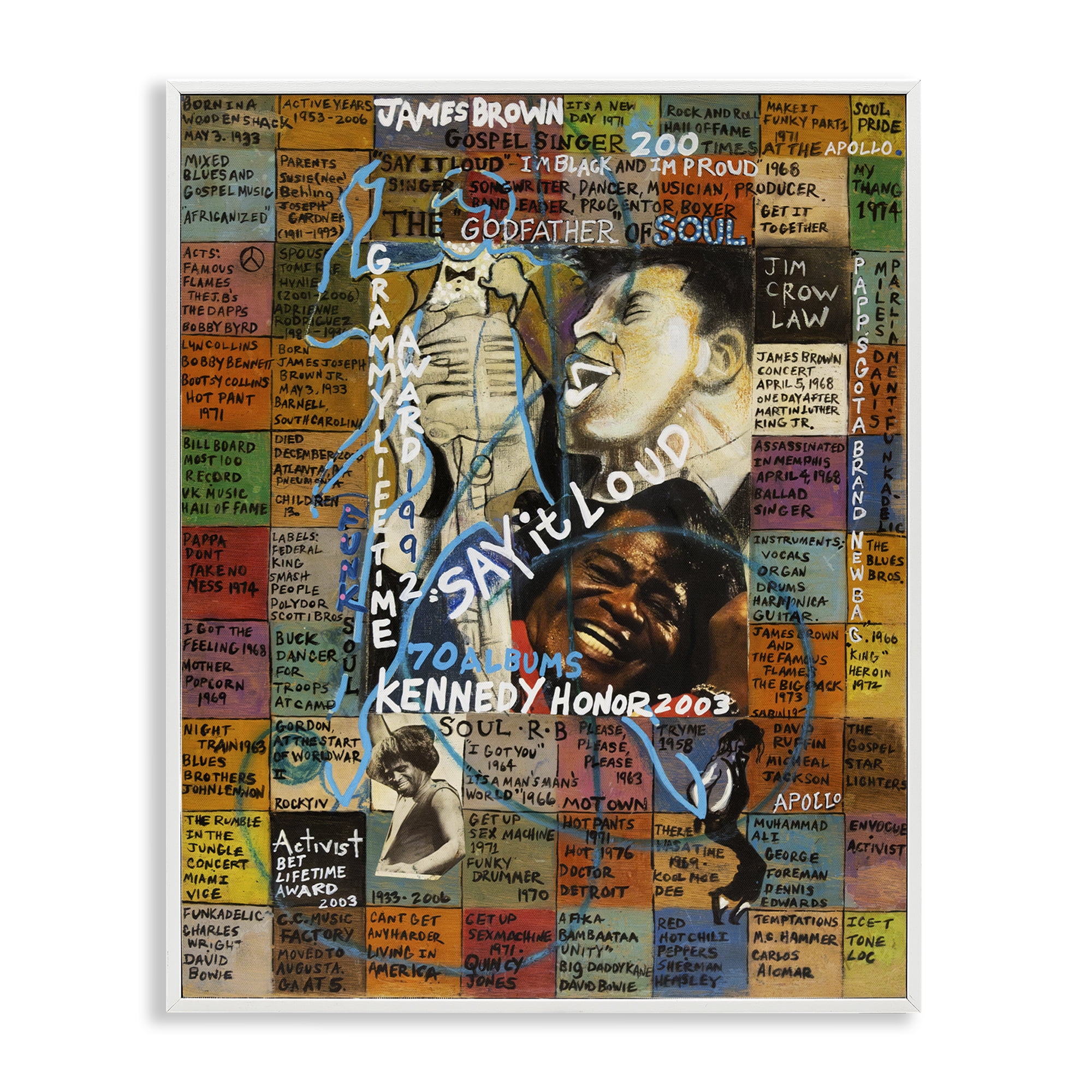 Stupell Industries James Brown Collage People Drawing White Framed Art Print Wall Art, 11 x 14