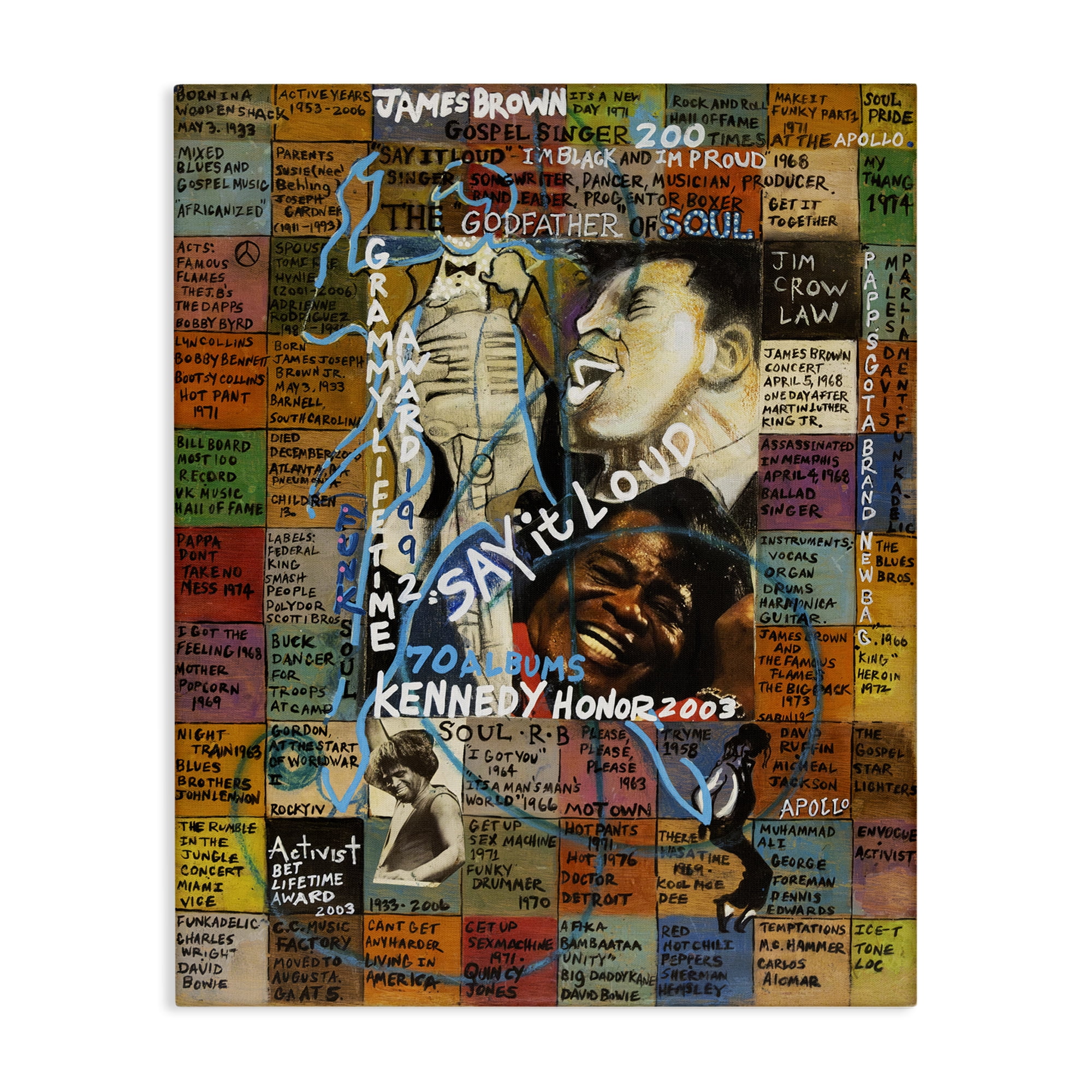 Stupell Industries James Brown Collage People Drawing Wrapped Canvas Art Print Wall Art, 36 x 48
