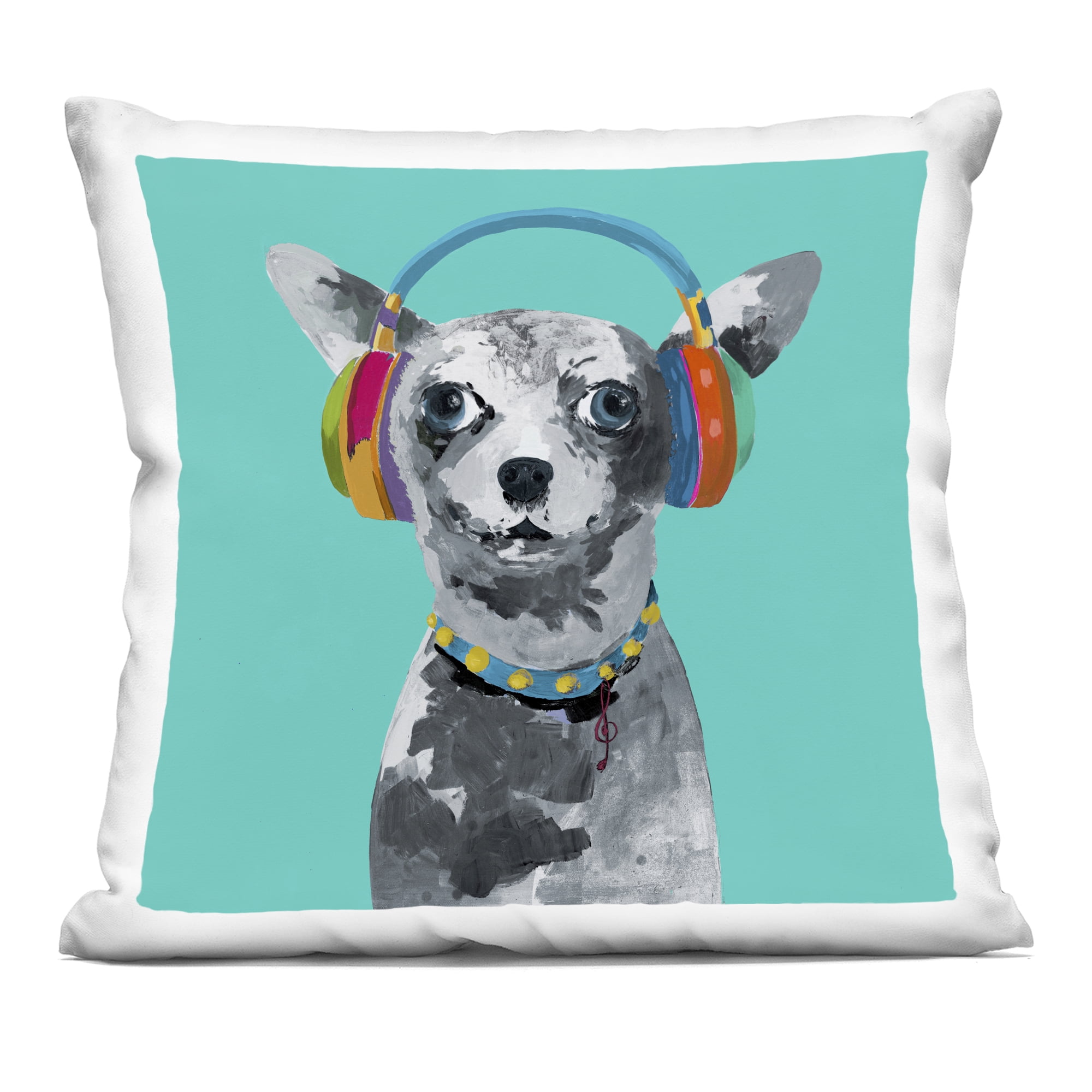 Stupell Industries Jammin' Pup on Blue Decorative Printed Throw Pillow, design by Lorenzo Collective