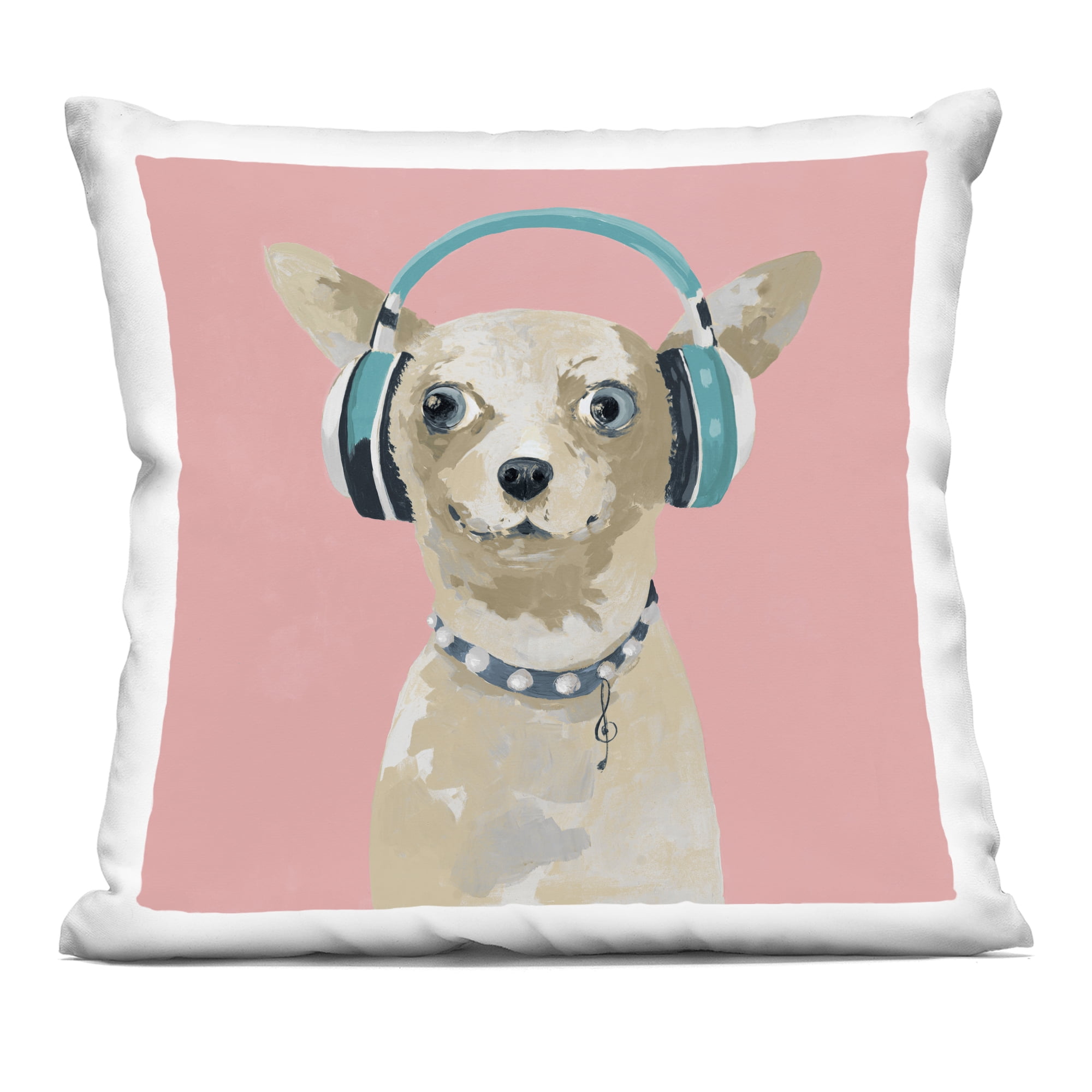 Stupell Industries Jammin' Pup on Pink Decorative Printed Throw Pillow, design by Lorenzo Collective