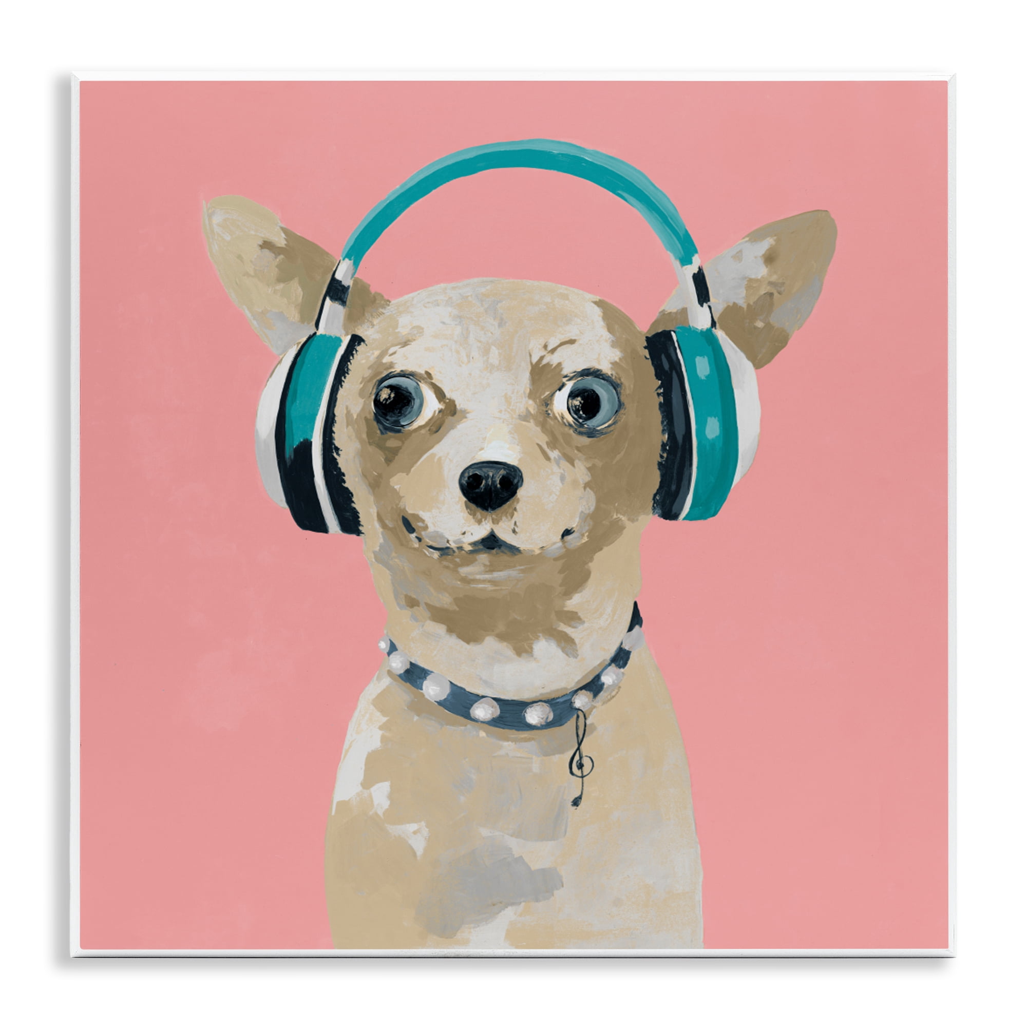 Stupell Industries Jammin' Pup on Pink Wall Plaque Art, design by Lorenzo Collective