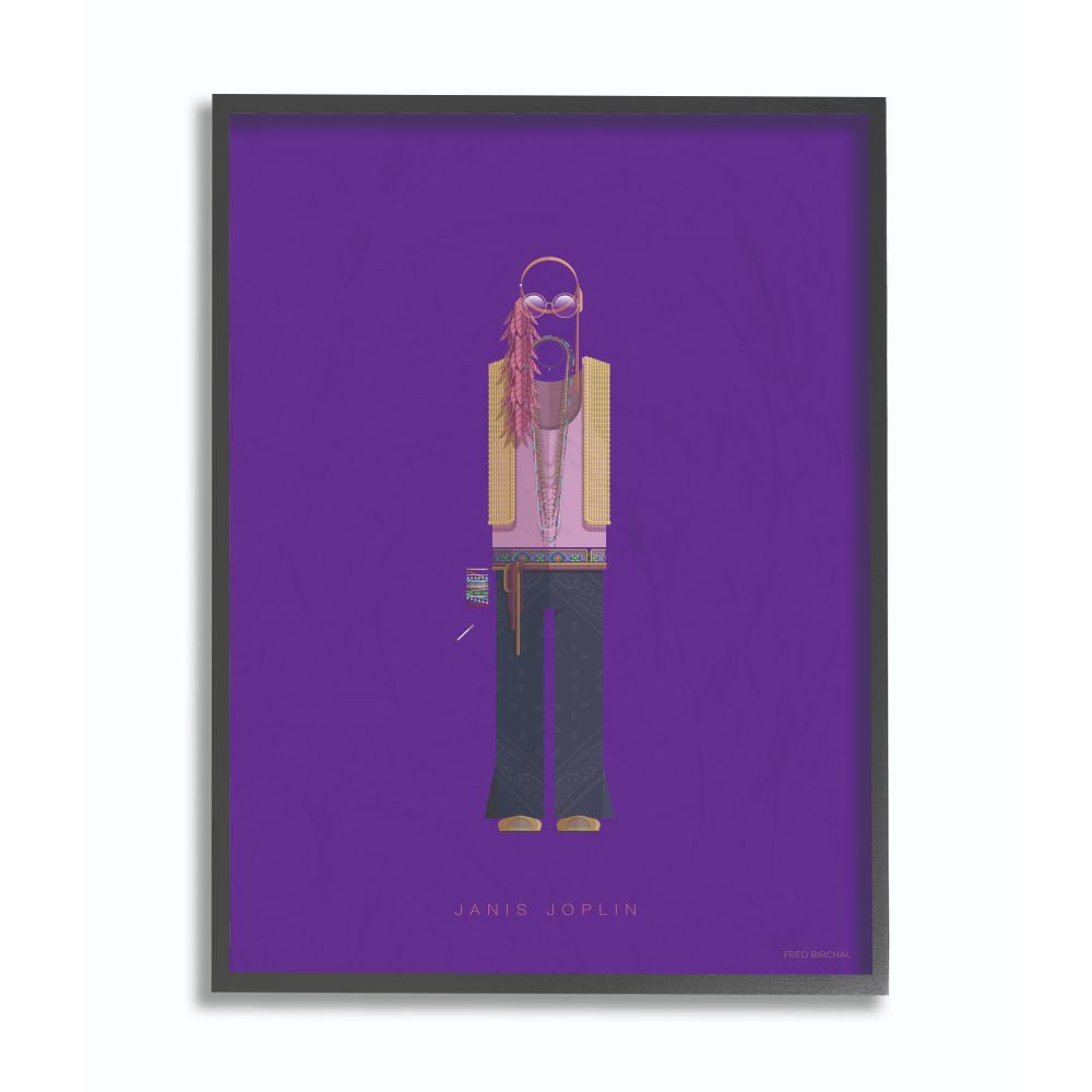Janis Joplin Abstract Celebrity Print on Canvas in Black Frame