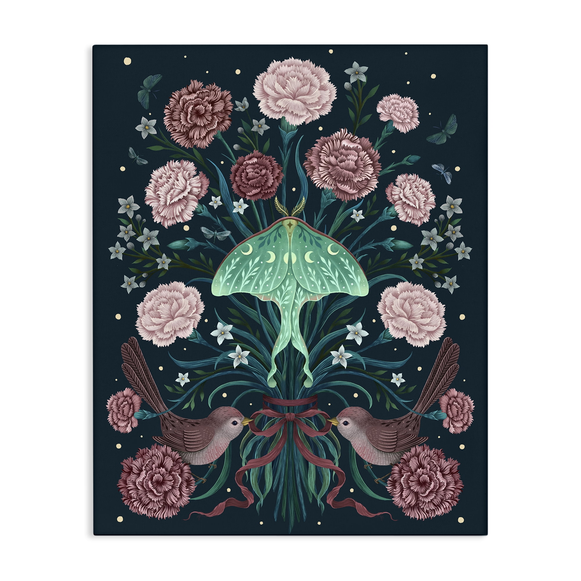 Stupell Industries January Carnations & Moth Canvas Wall Art, design by Episodic Drawings