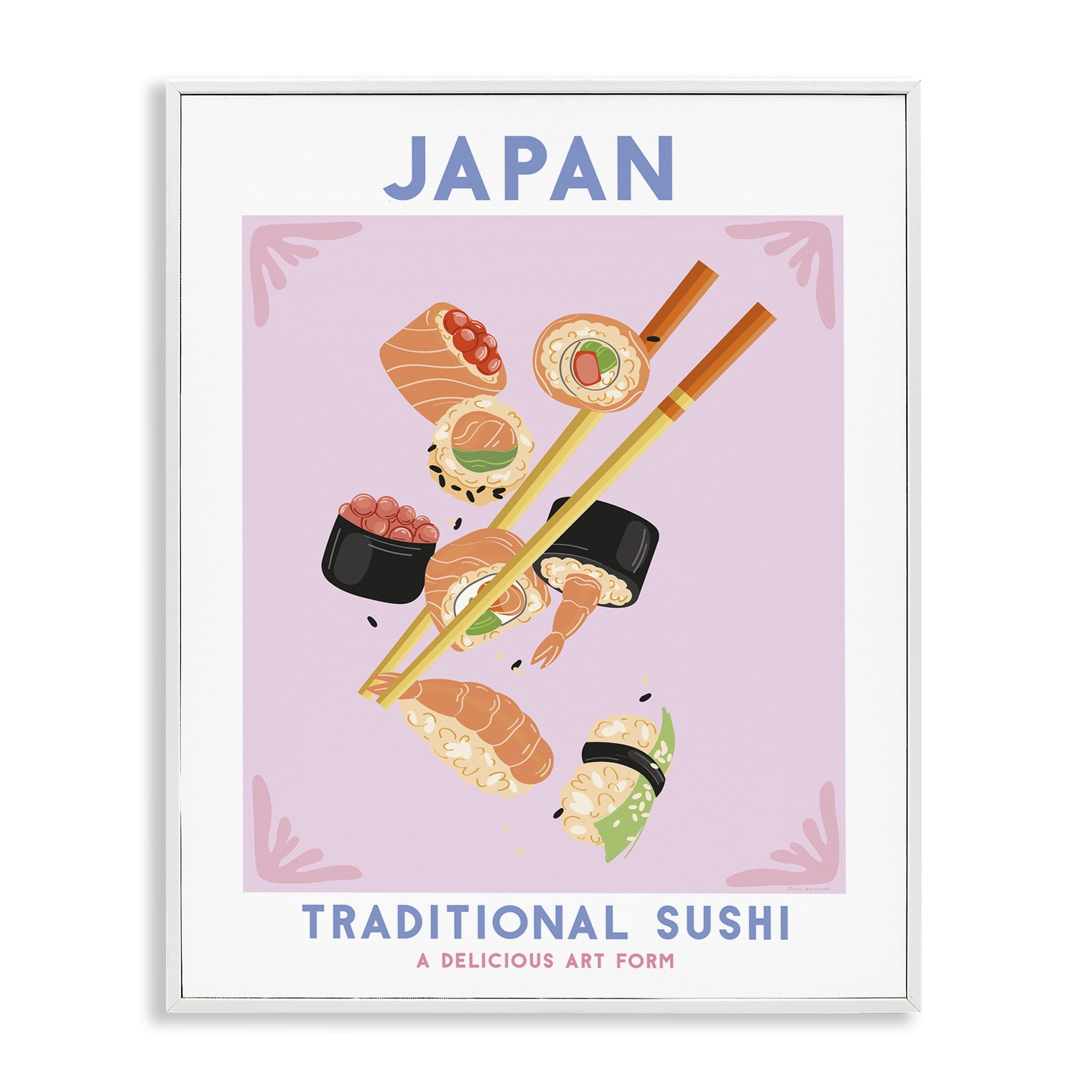Stupell Industries Japanese Traditional Sushi Food & Beverage Painting White Framed Art Print Wall Art, 11 x 14