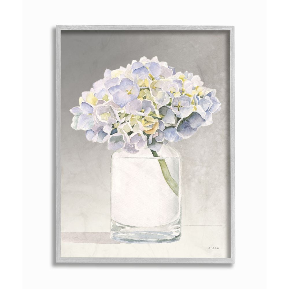 Stupell Industries Jar Flowers Purple Grey Watercolor Painting Gray Farmhouse Rustic Framed Giclee Texturized Art by James Wiens