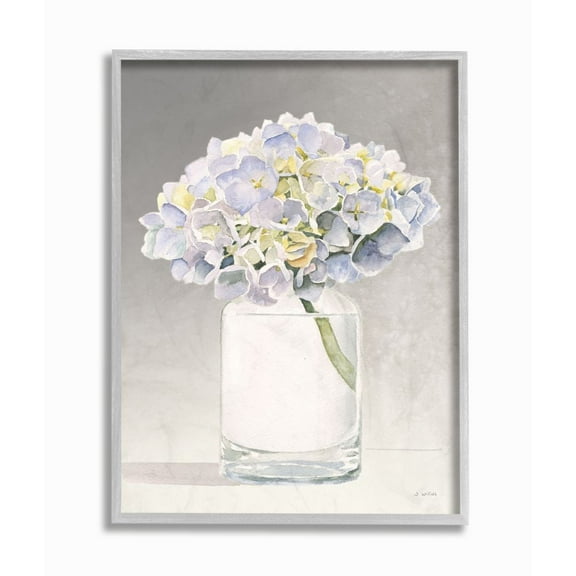 Stupell Industries Jar Flowers Purple Grey Watercolor Painting Gray Farmhouse Rustic Framed Giclee Texturized Art by James Wiens