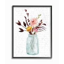 Stupell Industries Jar Of Flowers Autumn Red Fall Seasonal Design Framed Wall Art by Lettered and Lined