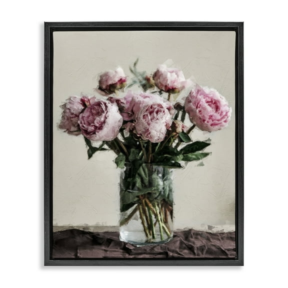 Stupell Industries Jar Of Roses Botanical & Floral Painting Black Floater Framed Art Print Wall Art, 17 x 21
