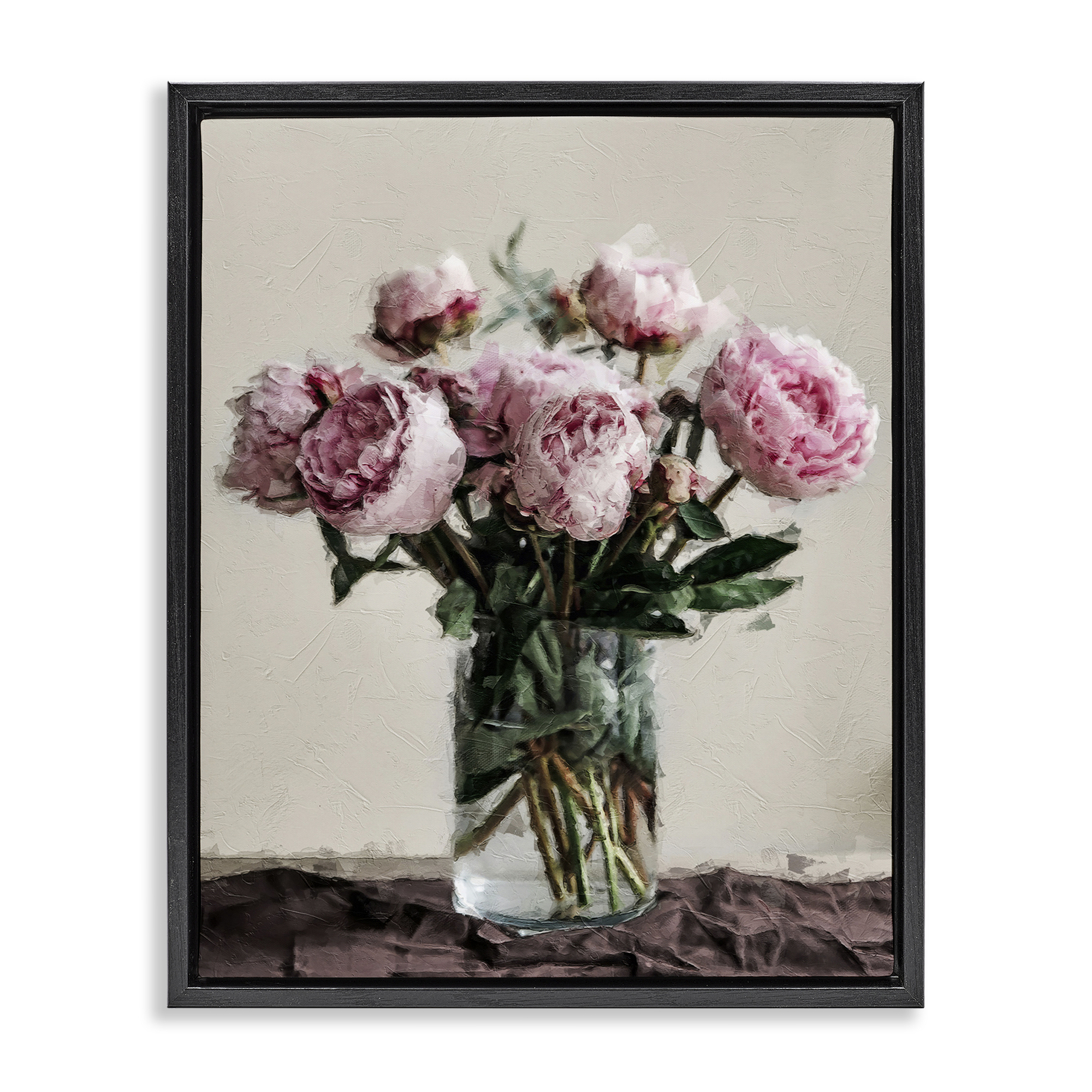 Stupell Industries Jar Of Roses Botanical & Floral Painting Black Floater Framed Art Print Wall Art, 25 x 31