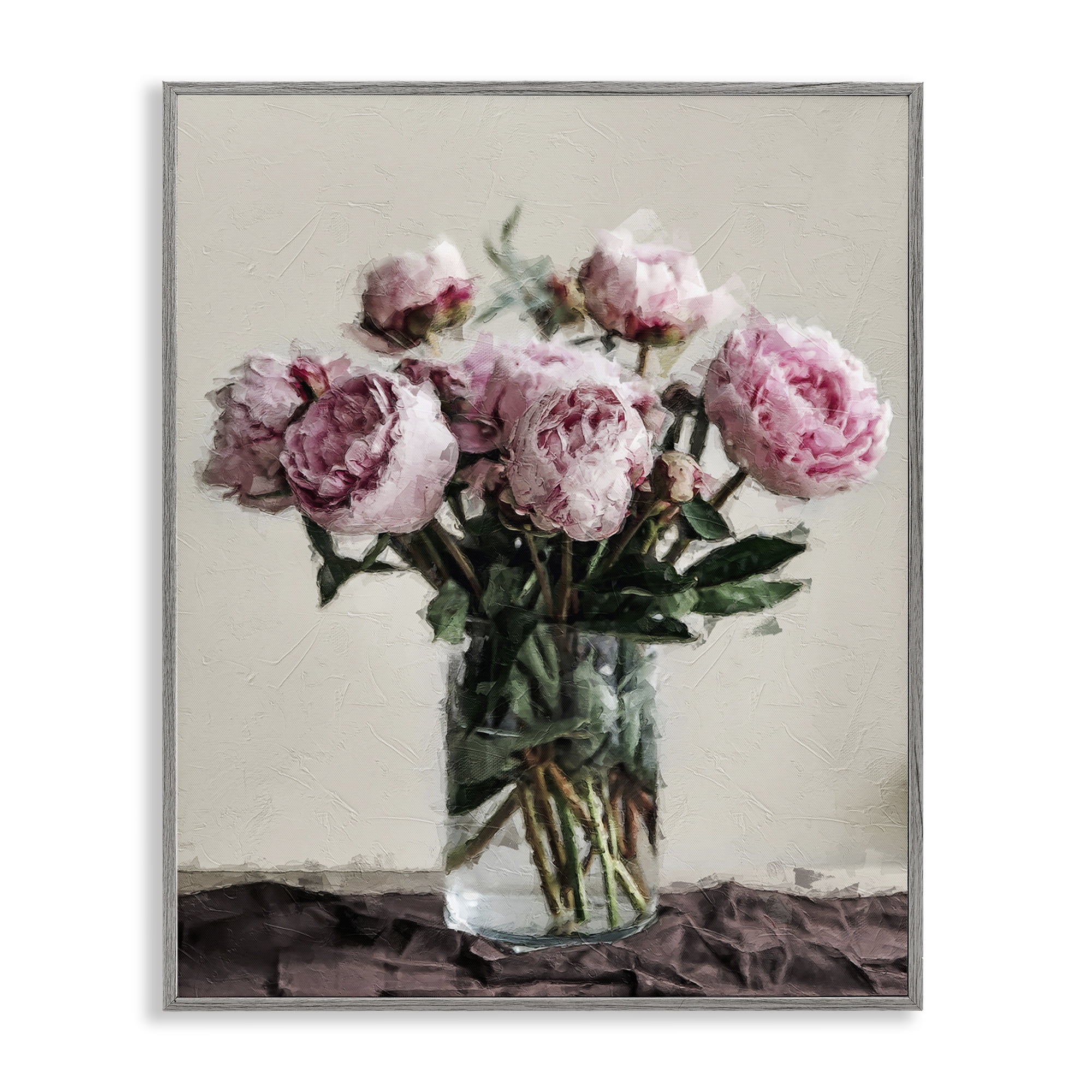 Stupell Industries Jar Of Roses Botanical & Floral Painting Gray Framed Art Print Wall Art, 16 x 20