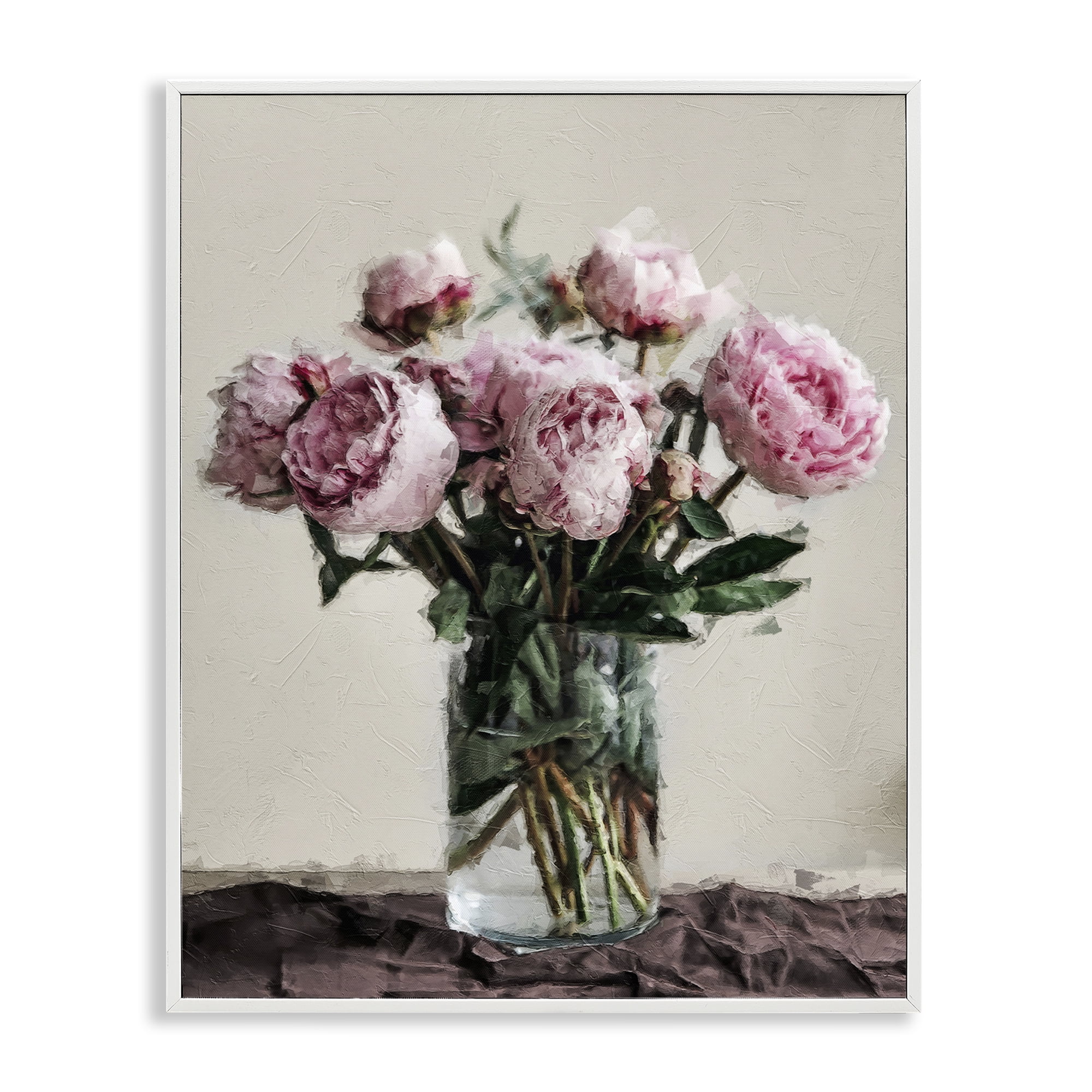 Stupell Industries Jar Of Roses Botanical & Floral Painting White Framed Art Print Wall Art, 16 x 20