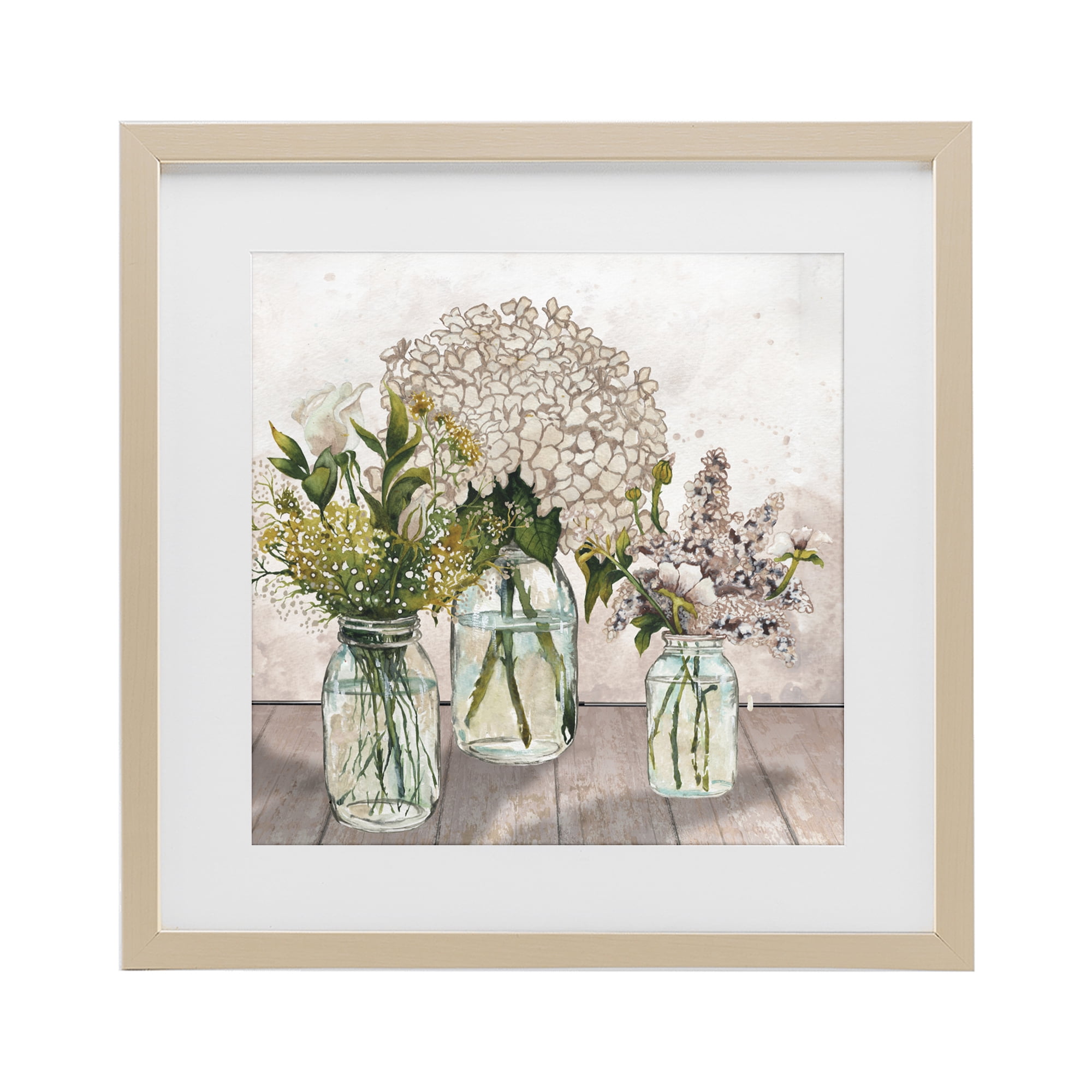 Stupell Industries Jars Of Wildflowers Birch Framed Print Under Glass, design by Elizabeth Medley