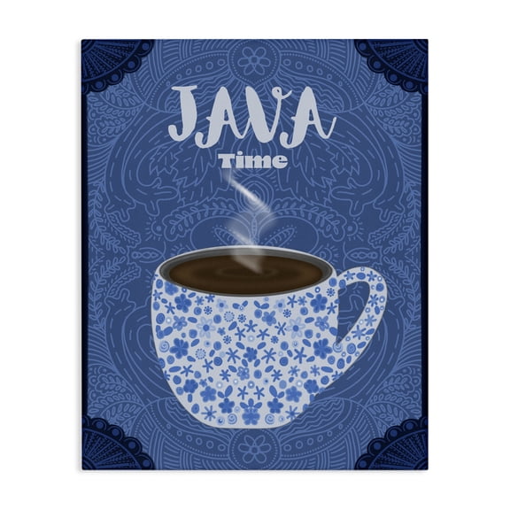 Stupell Industries Java Time Blue Coffee Mug Canvas Wall Art design by Lori Mosley, 48 x 36