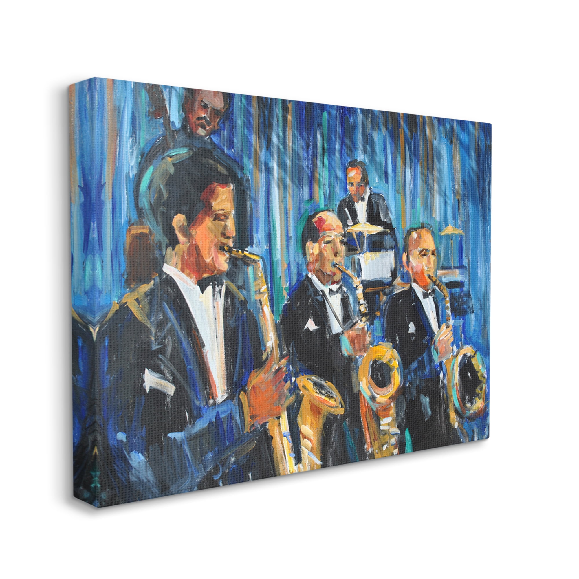 Stupell Industries Jazz Saxophone Trio Expressive Quintet Musicians Beauty & Fashion Painting Gallery Wrapped Canvas Print Wall Art, 36 x 48