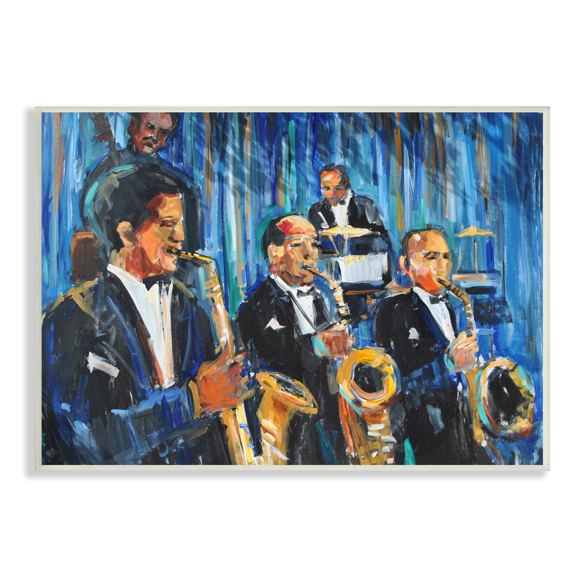 Stupell Industries Jazz Saxophone Trio Expressive Quintet Musicians Beauty & Fashion Painting Unframed Art Print Wall Art, 13 x 19