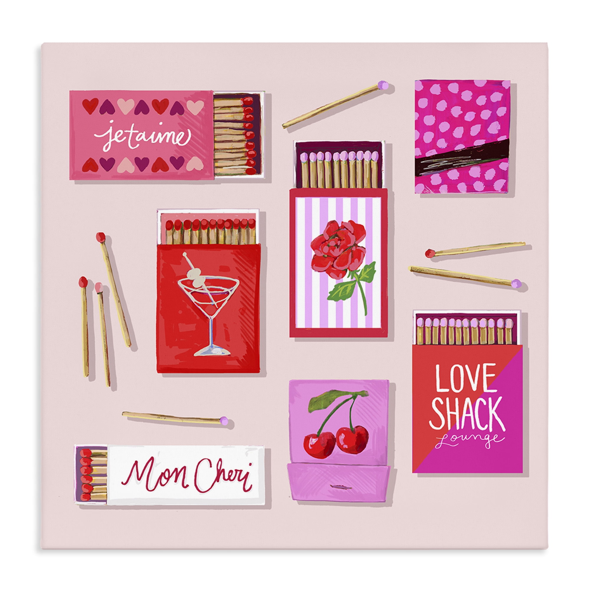 Stupell Industries Je T'aime Romantic Matchbox Set Canvas Wall Art, design by Rachael Reese