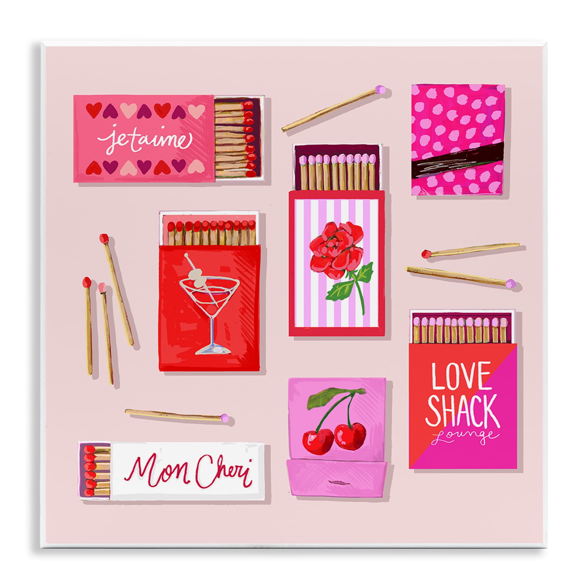 Stupell Industries Je T'aime Romantic Matchbox Set Wall Plaque Art, design by Rachael Reese