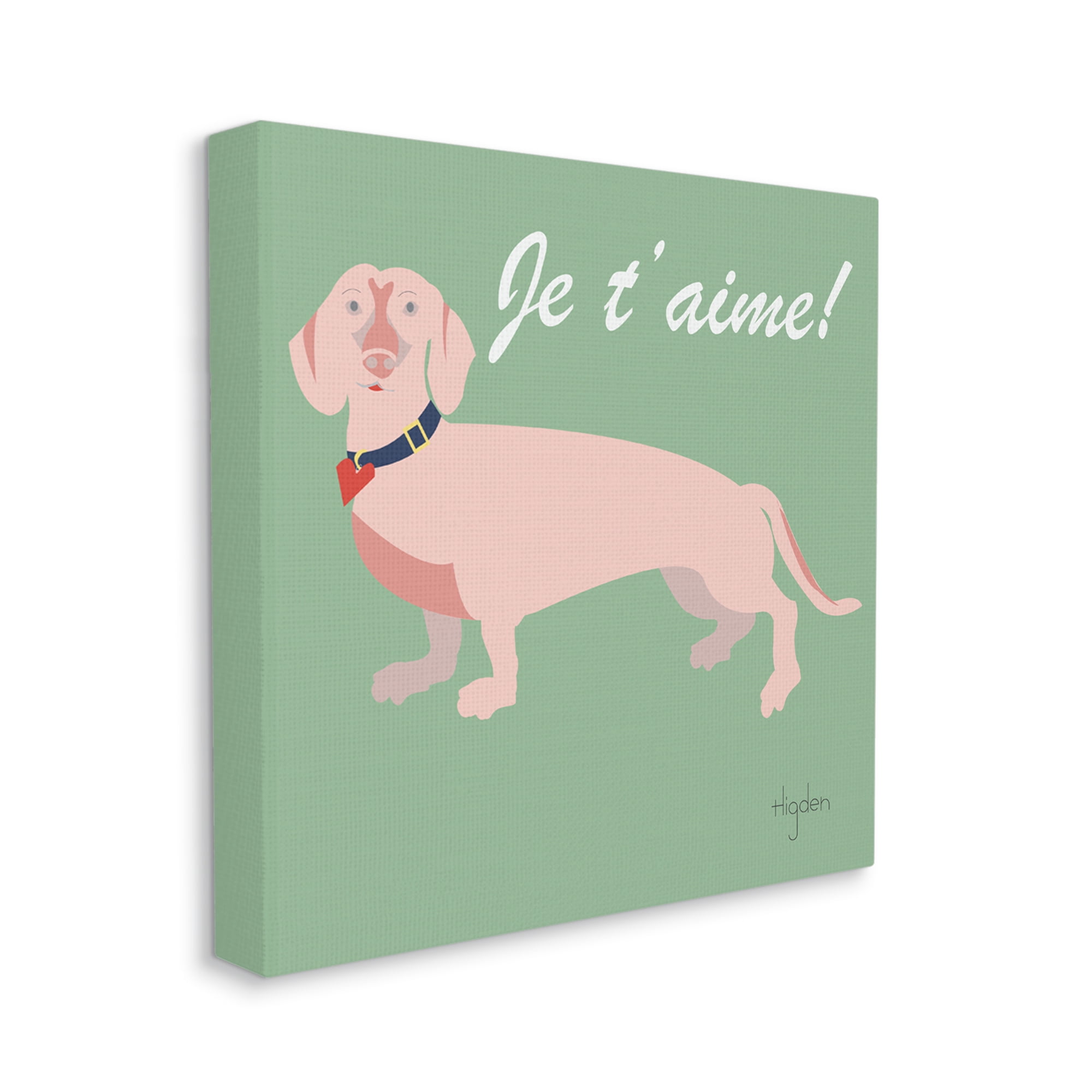 Stupell Industries Je t'aime! French Phrase with Pink Dachshund Canvas Wall Art, 24 x 24, Design by Mark Higden