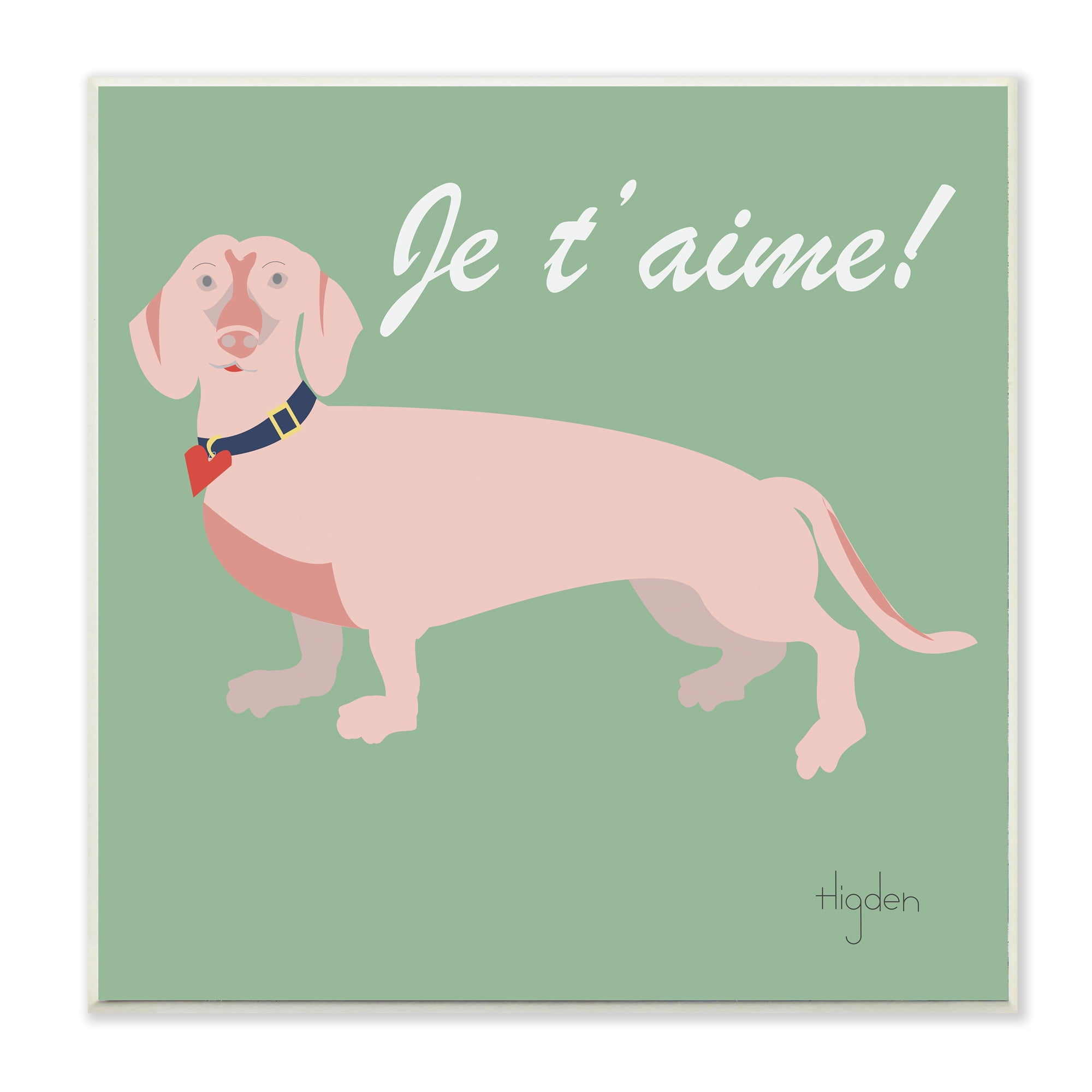 Stupell Industries Je t'aime! French Phrase with Pink Dachshund Wall Plaque, 12 x 12, Design by Mark Higden