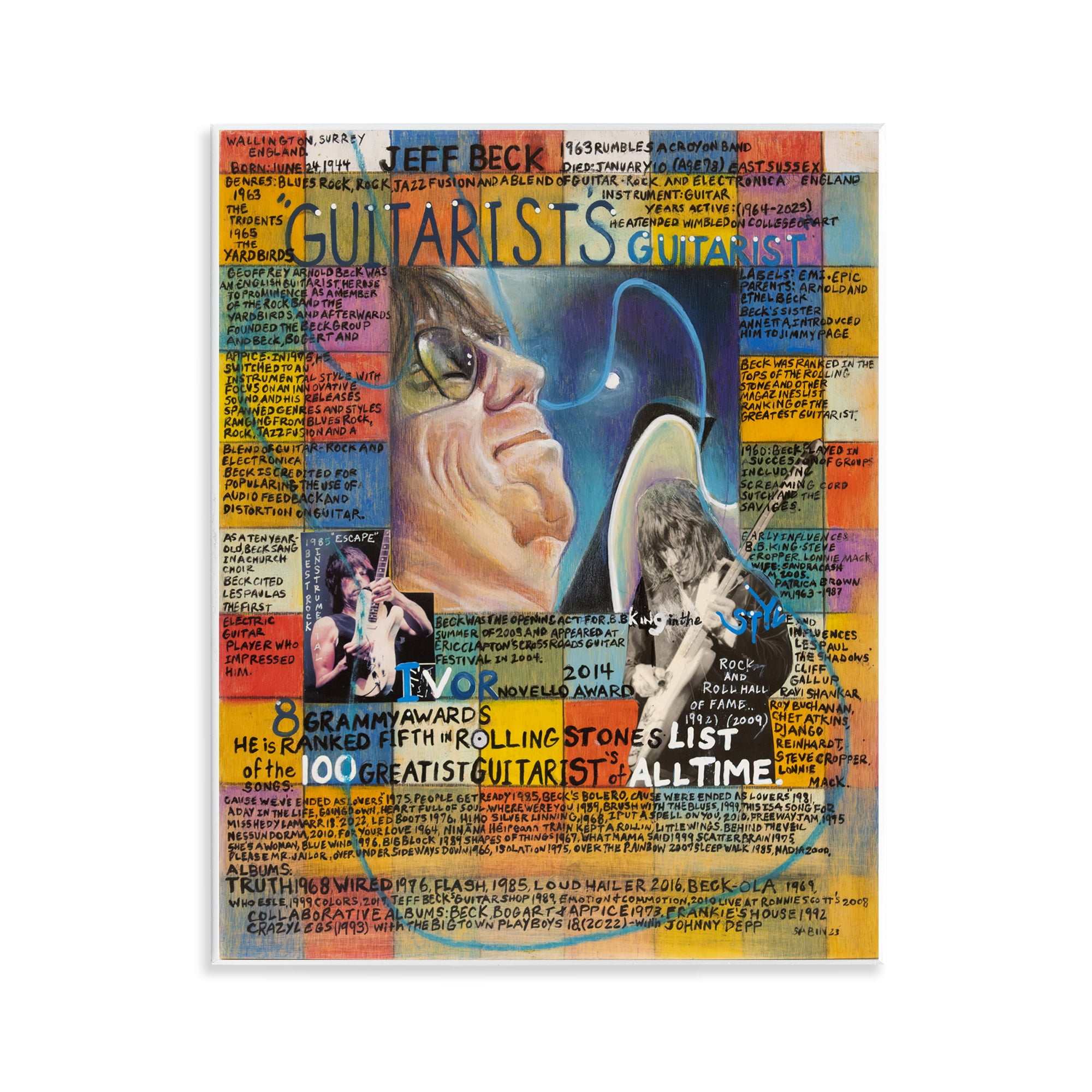 Stupell Industries Jeff Beck Collage People Drawing Unframed Art Print Wall Art, 11 x 14