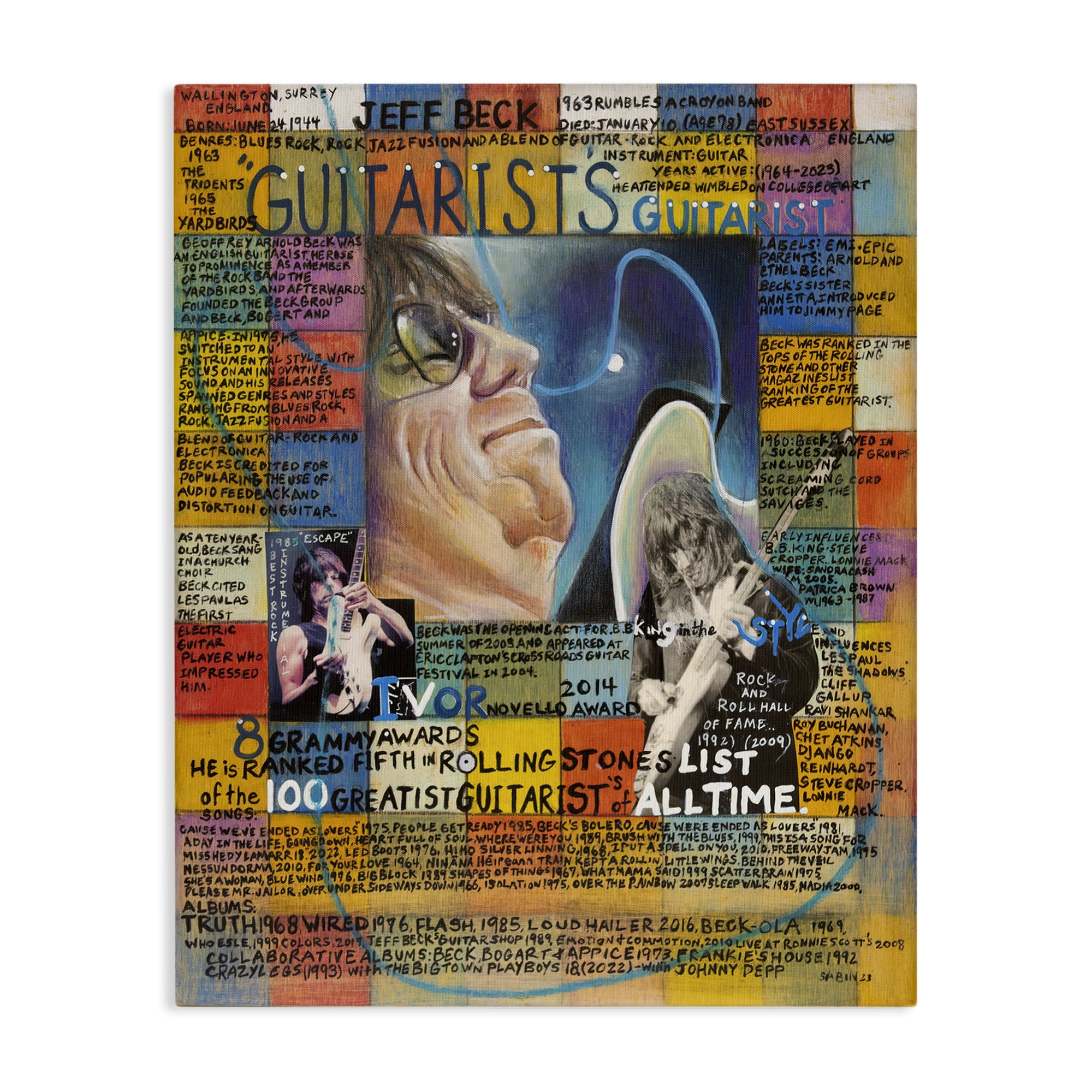 Stupell Industries Jeff Beck Collage People Drawing Wrapped Canvas Art Print Wall Art, 36 x 48