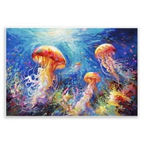 Stupell Industries Jellyfish Serenade Underwater Animals & Insects Painting Unframed Art Print Wall Art, 15 x 10