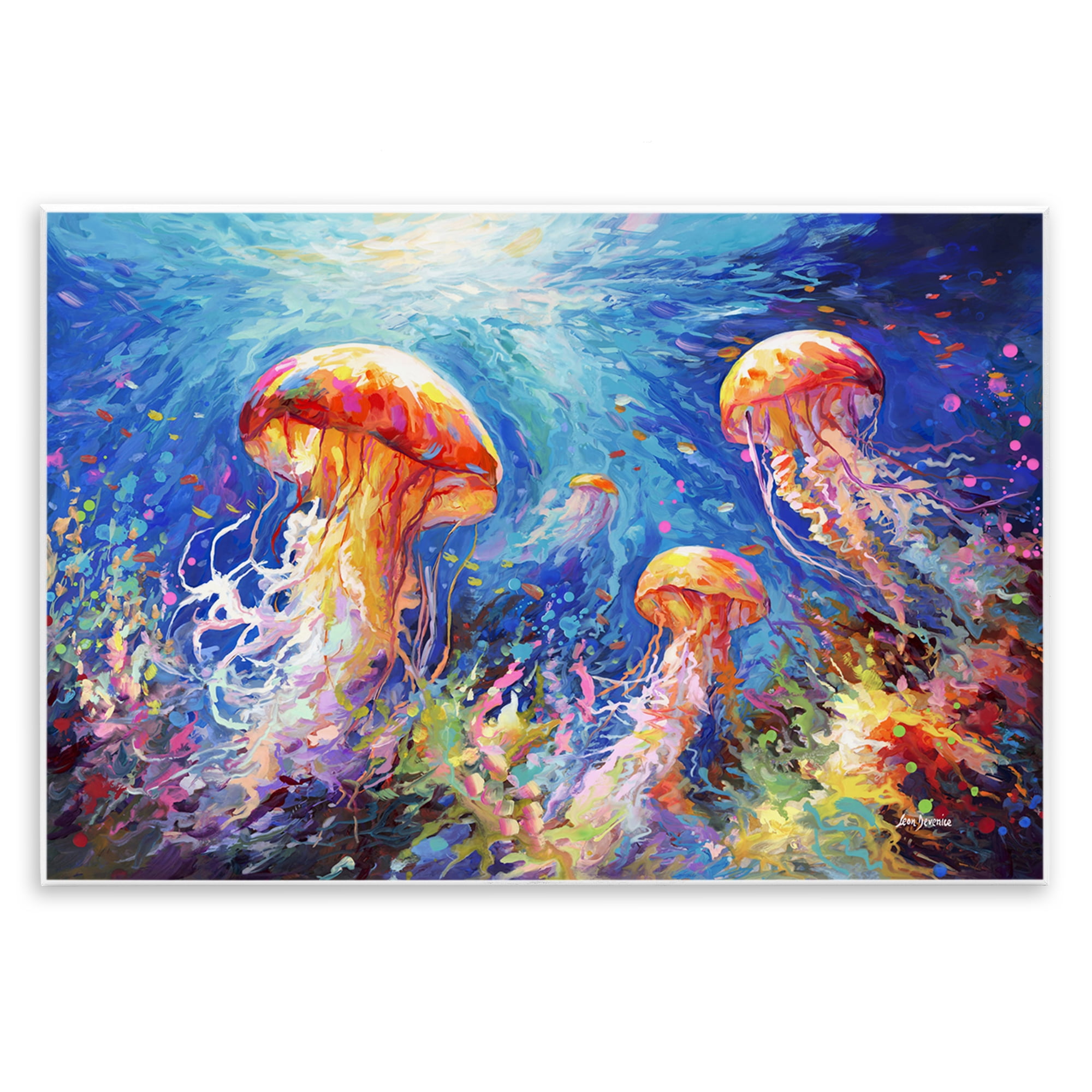 Stupell Industries Jellyfish Serenade Underwater Animals & Insects Painting Unframed Art Print Wall Art, 19 x 13