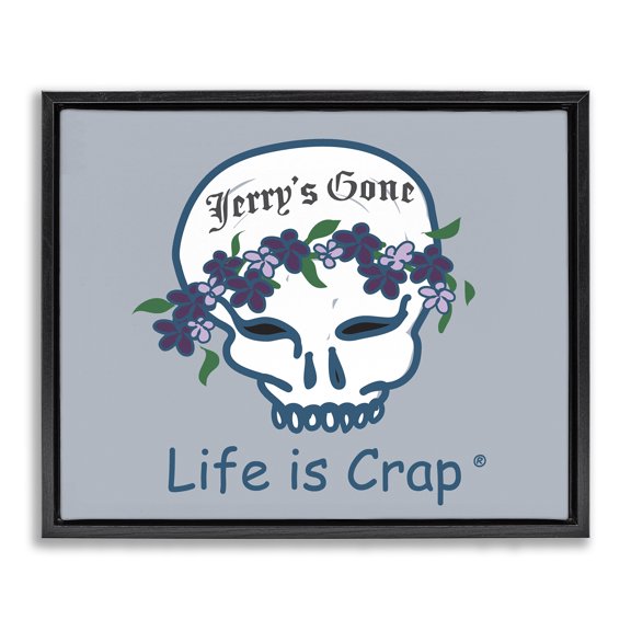 Stupell Industries Jerry's Gone Skull Novelty & Humor Painting Black Floater Framed Canvas Art Print Wall Art, 31 x 25