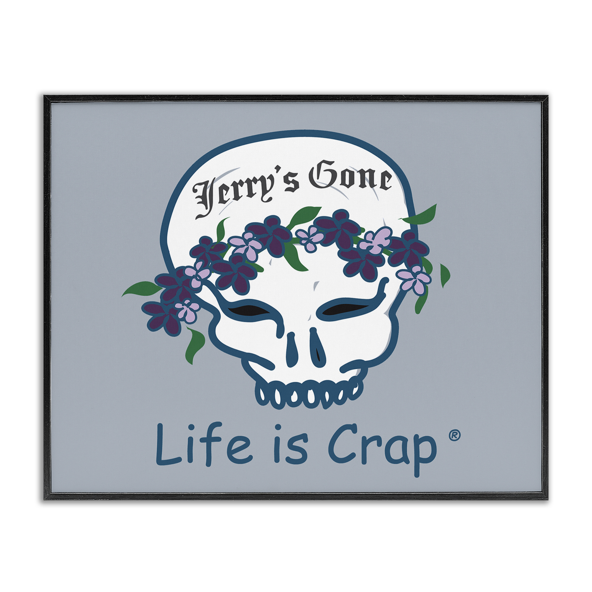 Stupell Industries Jerry's Gone Skull Novelty & Humor Painting Black Framed Art Print Wall Art, 30 x 24