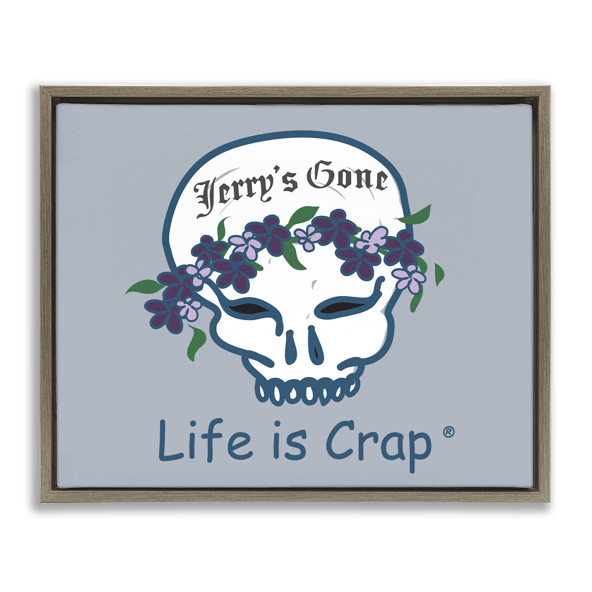 Stupell Industries Jerry's Gone Skull Novelty & Humor Painting Brown Floater Framed Canvas Art Print Wall Art, 21 x 17
