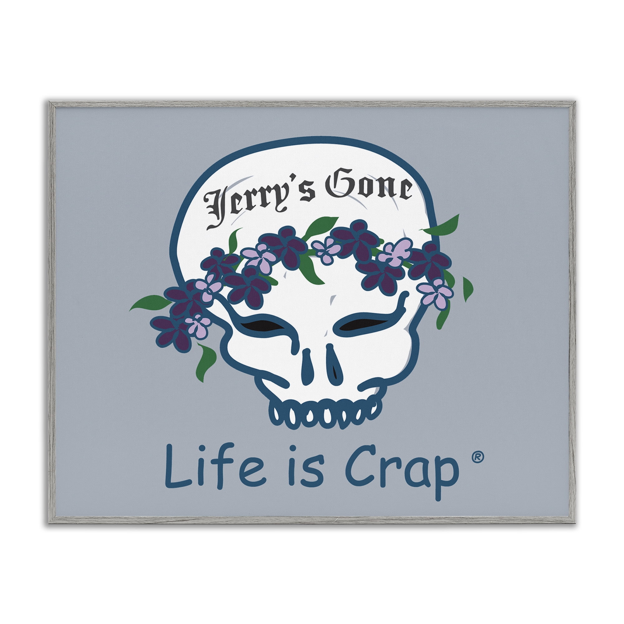 Stupell Industries Jerry's Gone Skull Novelty & Humor Painting Gray Framed Art Print Wall Art, 30 x 24