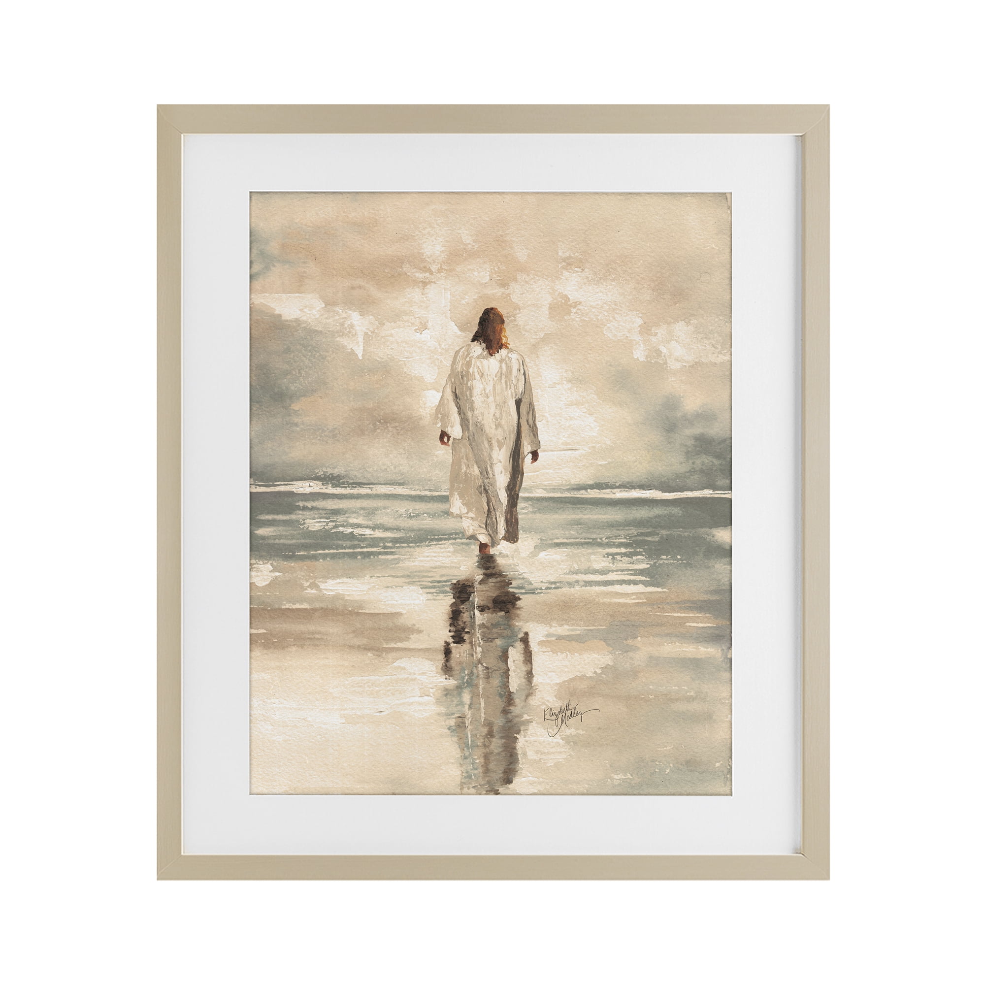 Stupell Industries Jesus Calms The Sea Birch Framed Print Under Glass, design by Elizabeth Medley