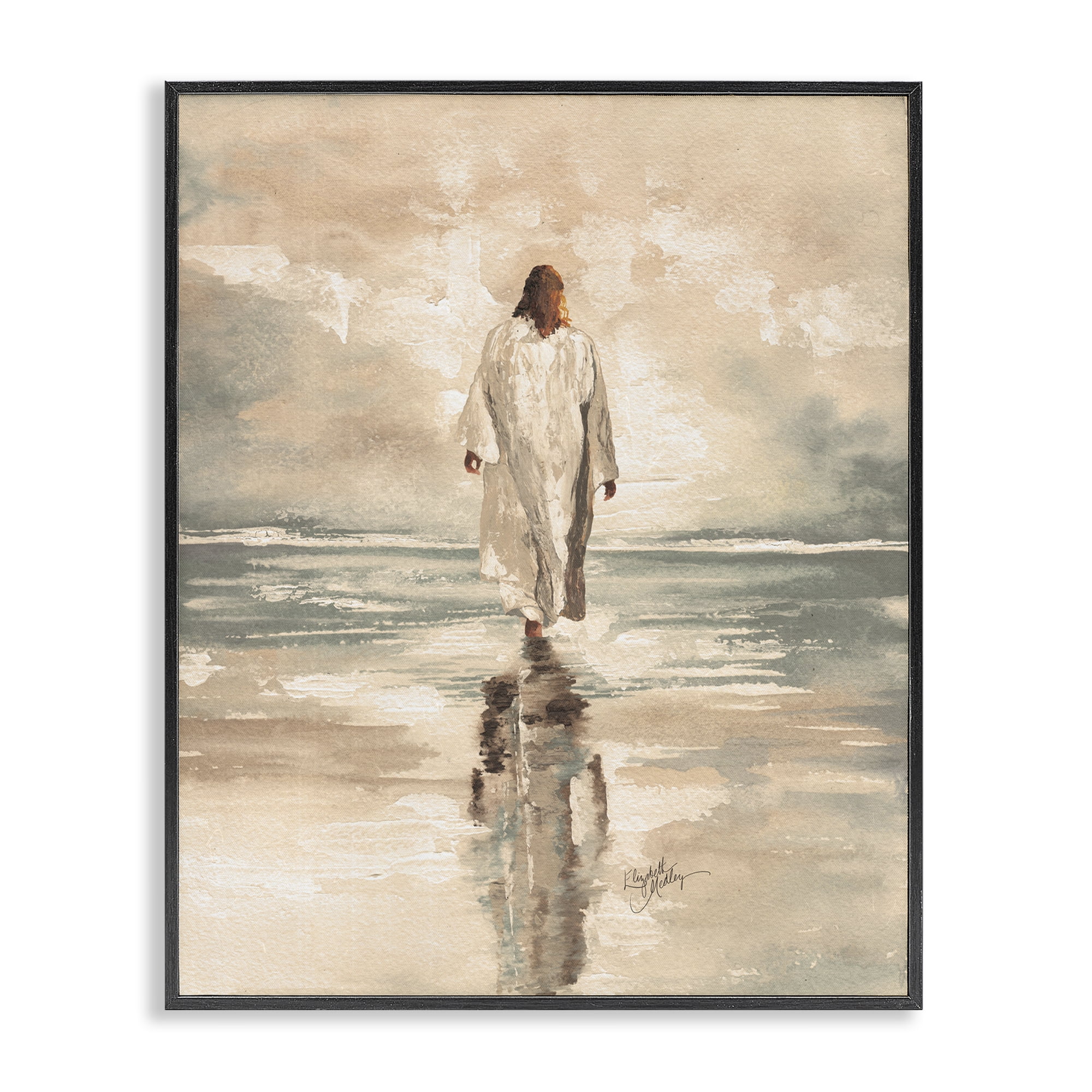Stupell Industries Jesus Calms The Sea Black Framed Giclee Art, design by Elizabeth Medley