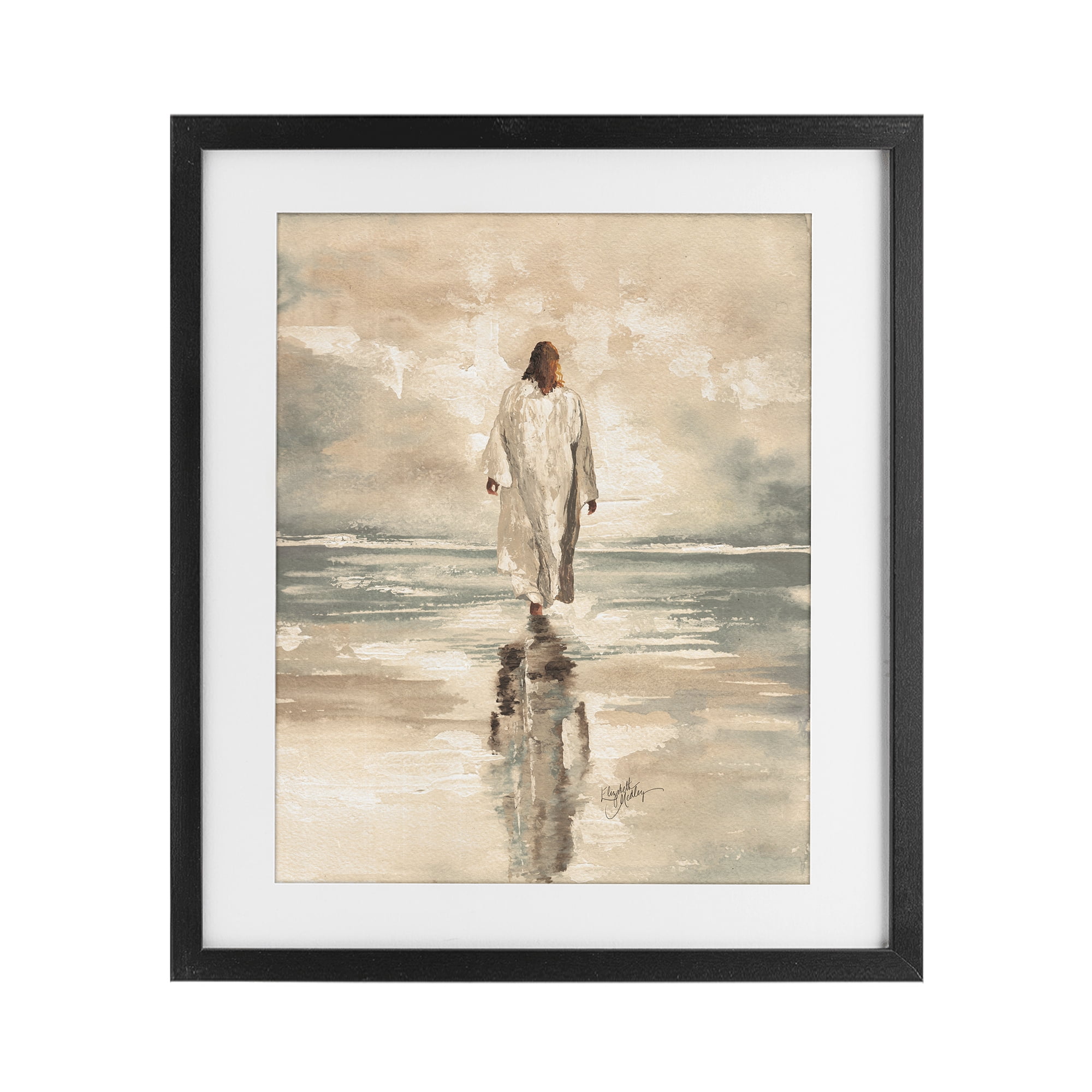 Stupell Industries Jesus Calms The Sea Black Framed Print Under Glass, design by Elizabeth Medley