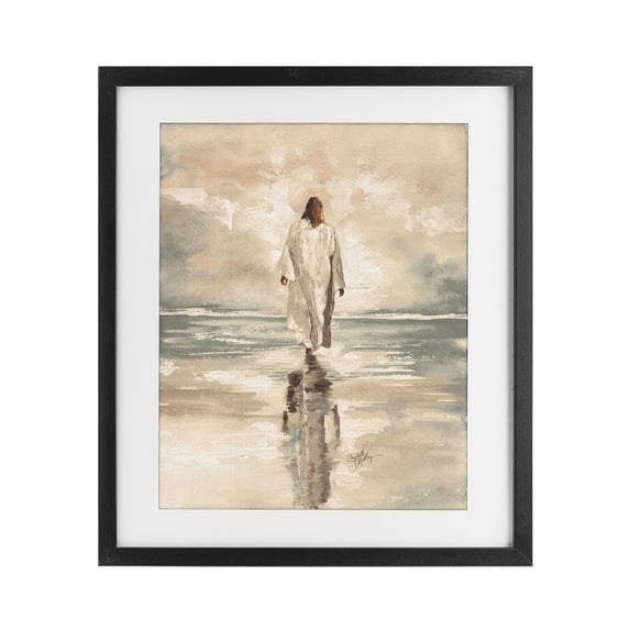 Stupell Industries Coastal Jesus Calms The Sea Black Framed Print Under Glass, 13 x 16, by Elizabeth Medley